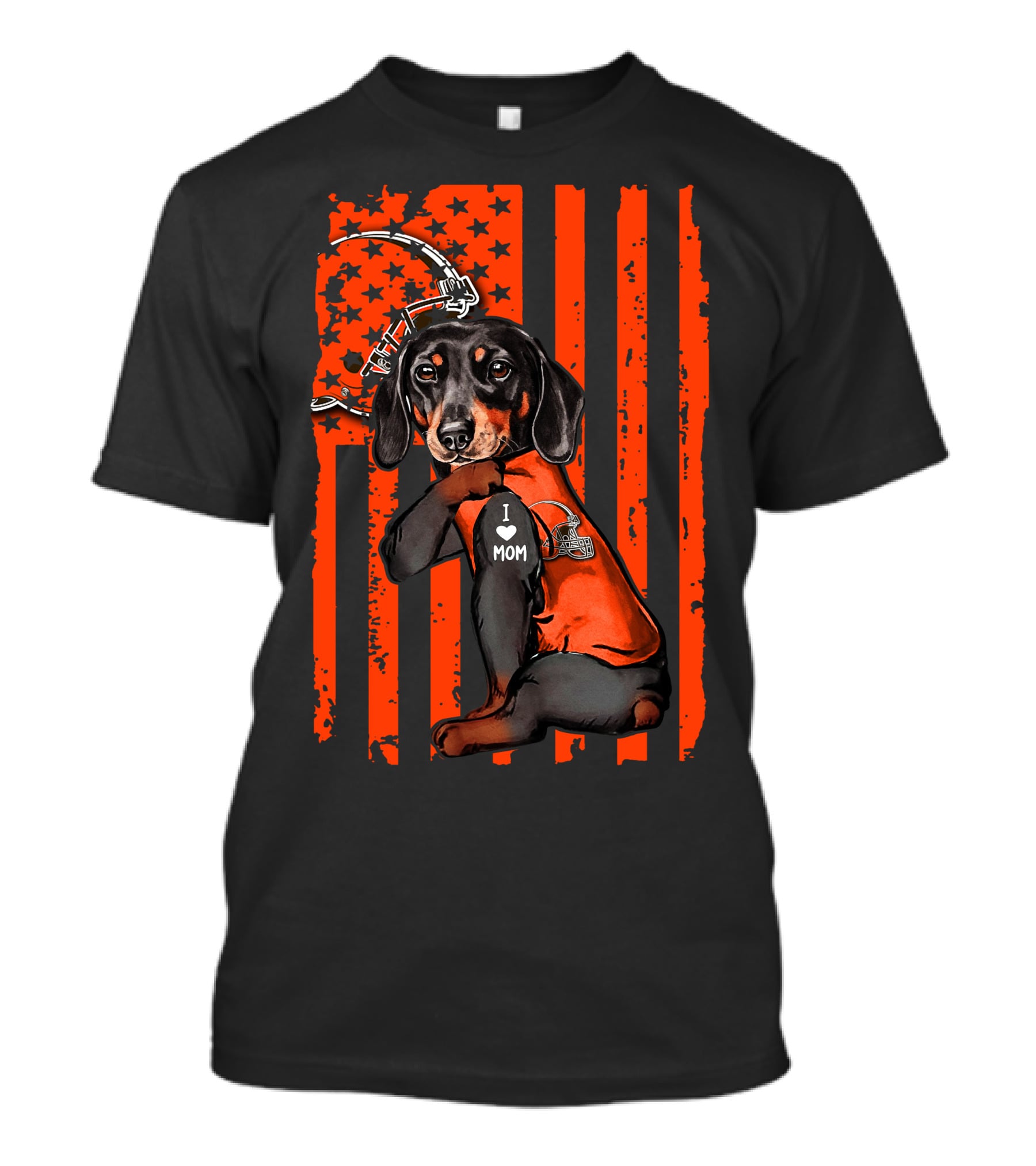 CLEVELAND BROWNS Dachshund I Love Mom Football Fan Flag T-Shirt