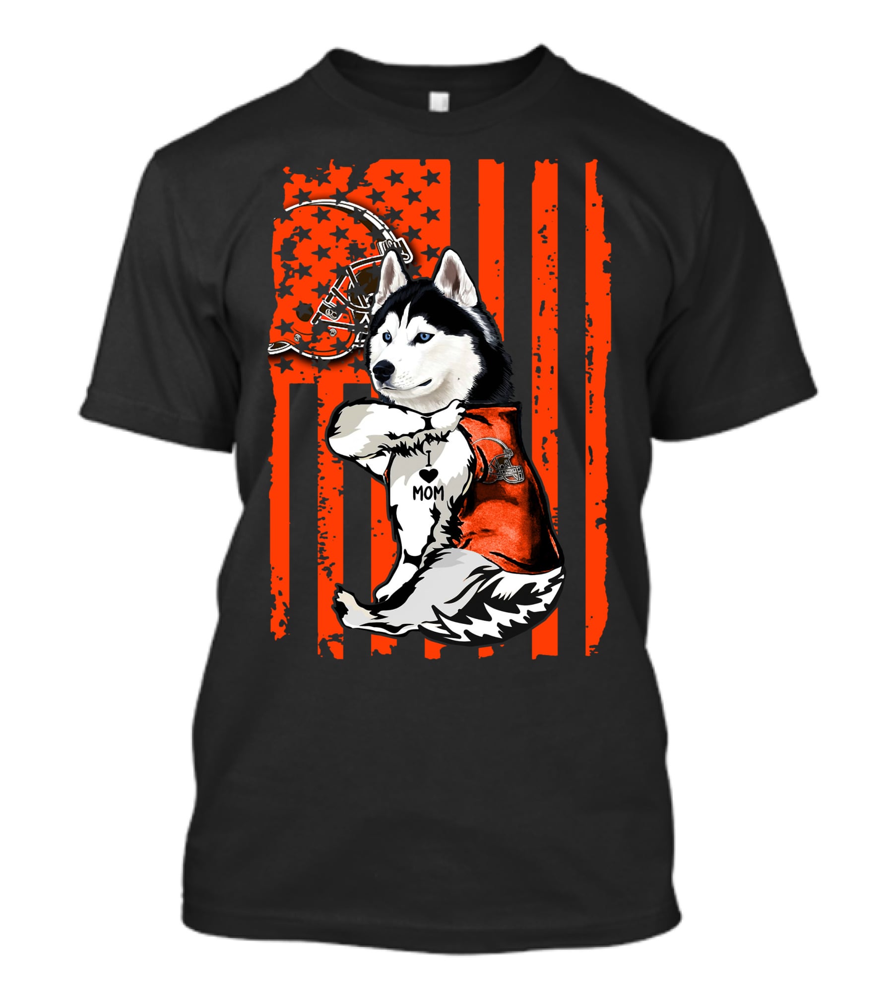 Siberian Husky CLEVELAND BROWNS Football Fan Love Mom T-Shirt