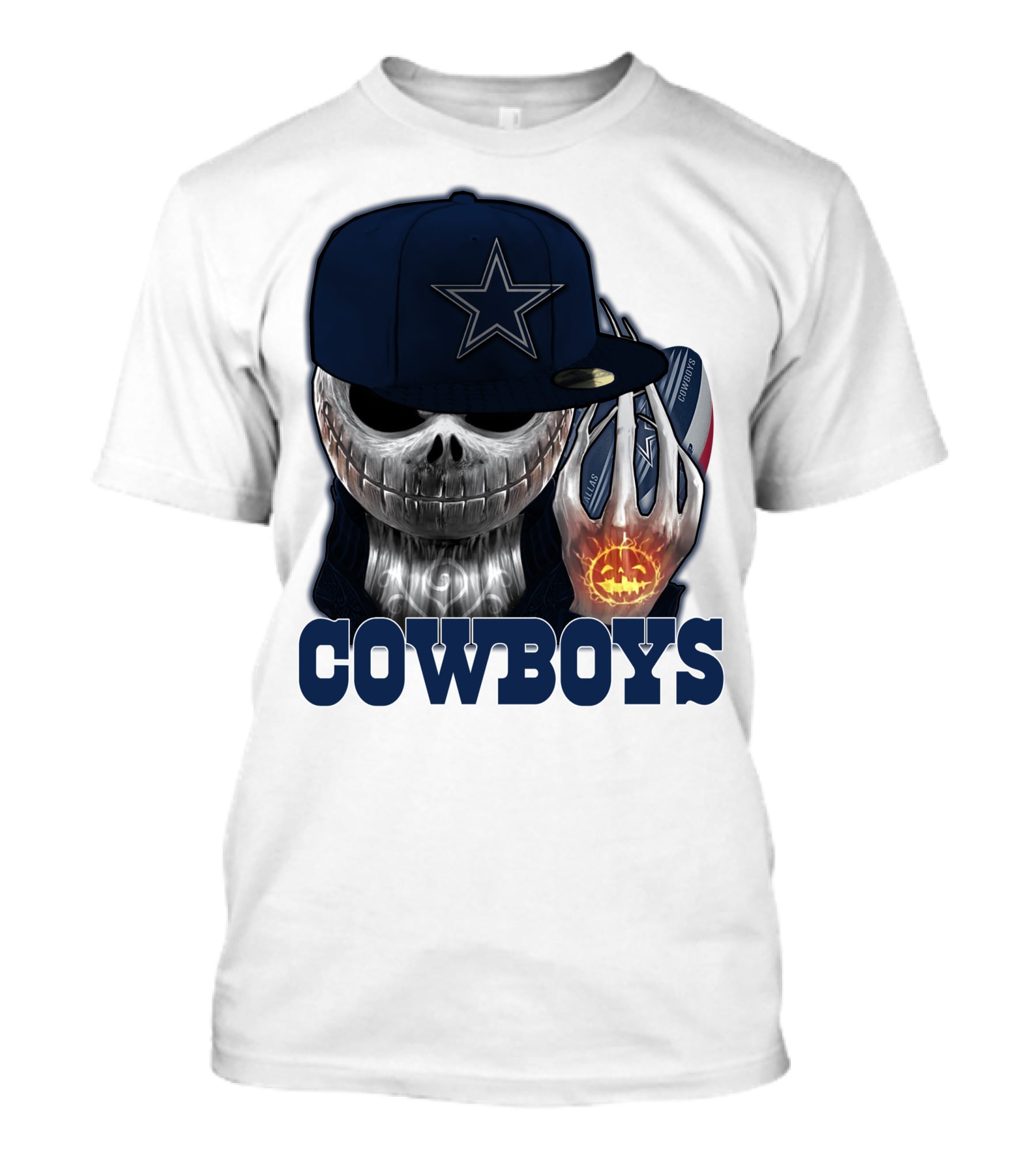 Jackskull Cowboys Halloween Star Football T-Shirt
