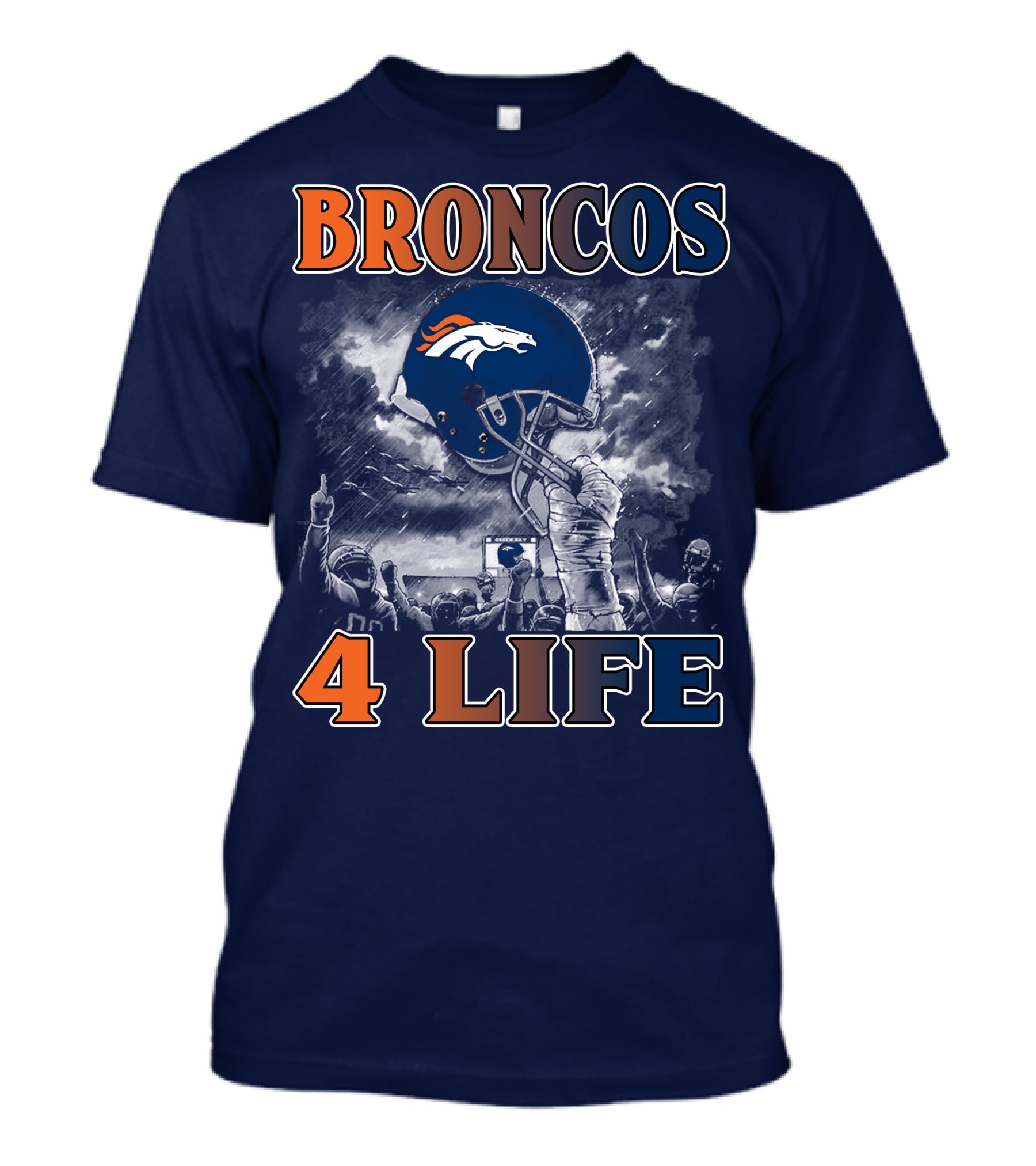 Broncos 4 Life Denver Broncos Helmet And Fans Celebration T-Shirt
