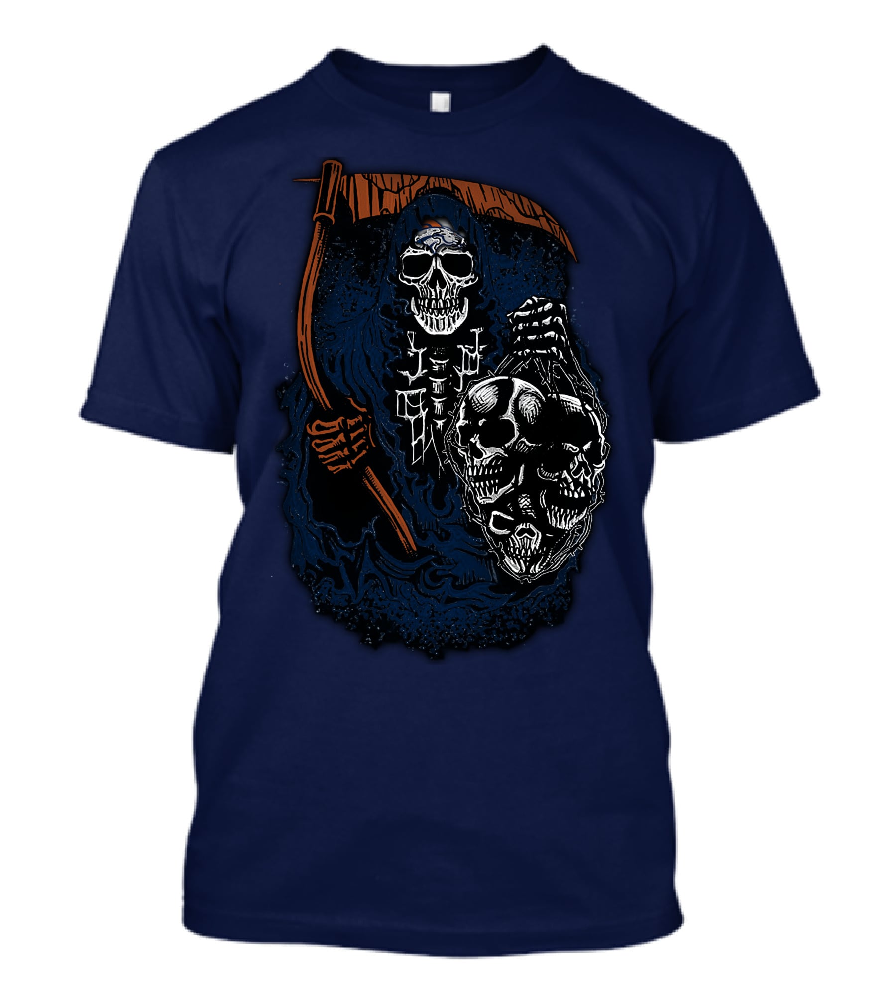Denver Broncos Grim Reaper Skull Art T-Shirt