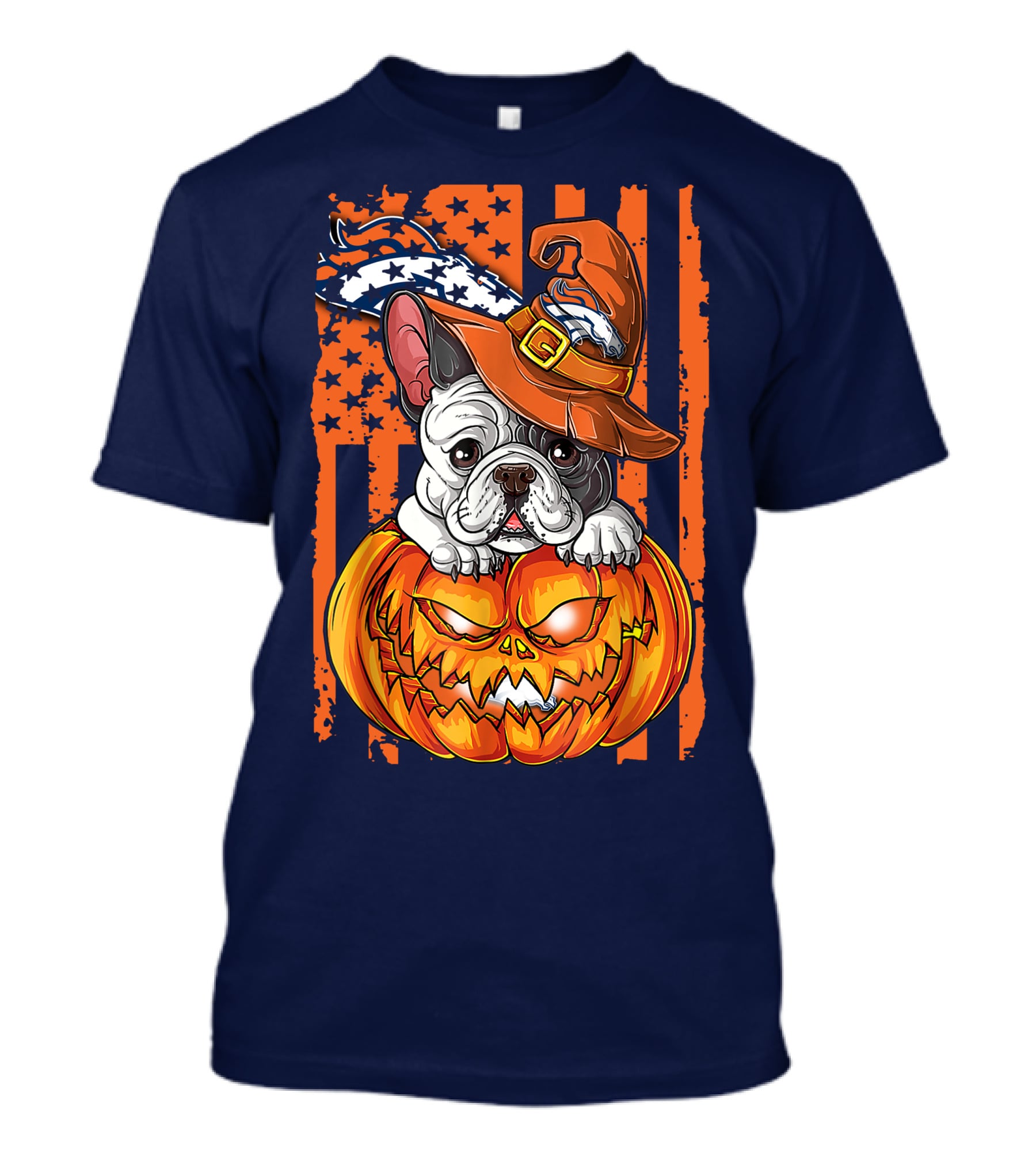 Hlw Bulldog Halloween Pumpkin Denver Broncos T-Shirt