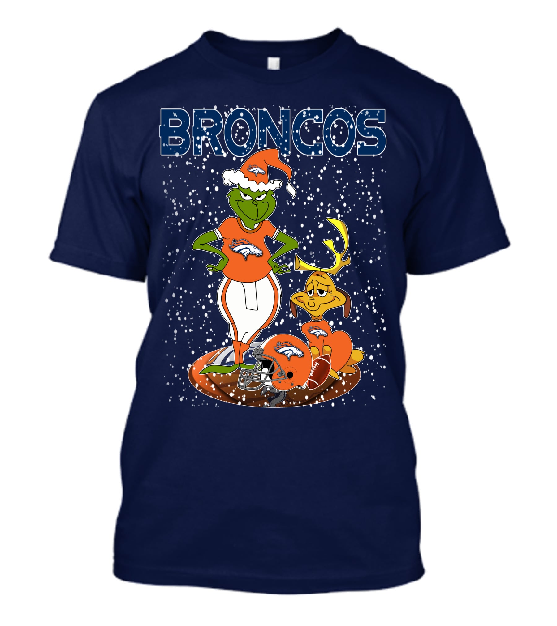 Grinchxmas Broncos Christmas Football Grinch And Max T-Shirt