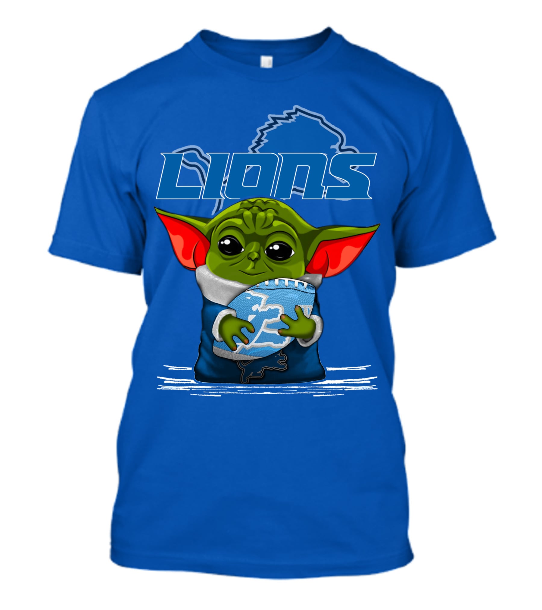 Yoda Holding Football DETROIT LIONS T-Shirt