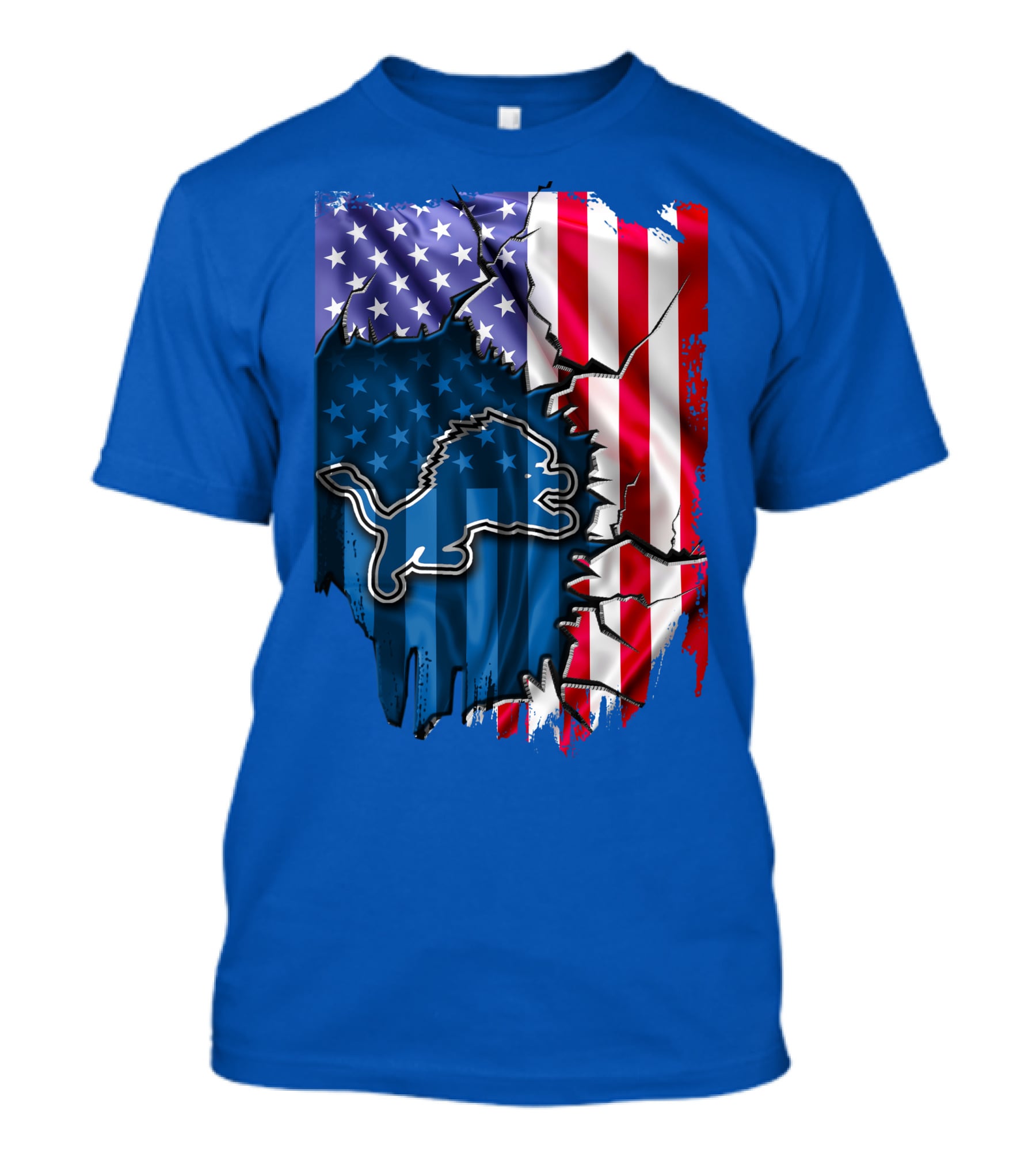 Detroit Lions American Flag Lion T-Shirt
