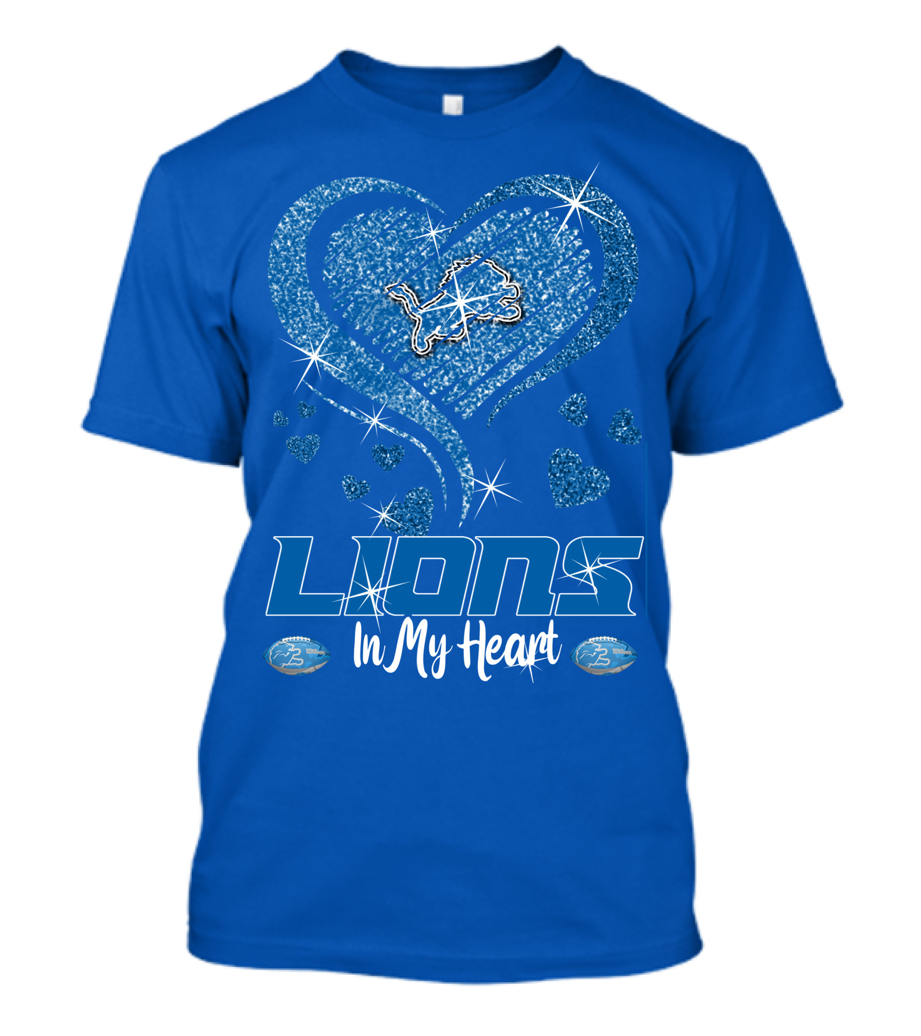 Lions In My Heart Detroit Football Sparkling T-Shirt