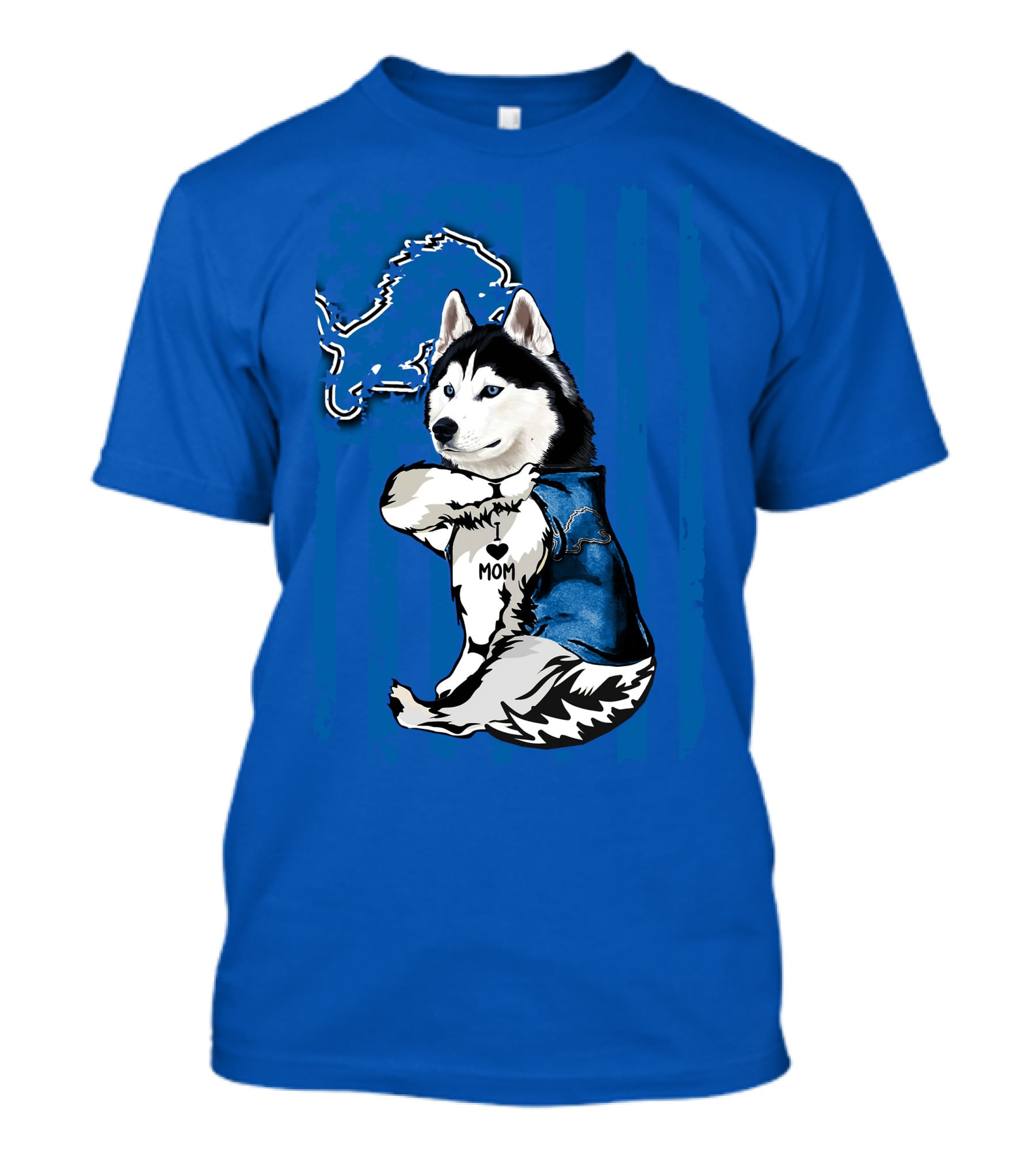 Siberian Husky I Love Mom Detroit Lions T-Shirt