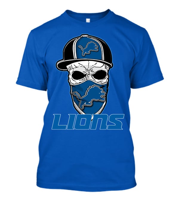 Detroit Lions Skull Hat Face Cover LIONS T-Shirt