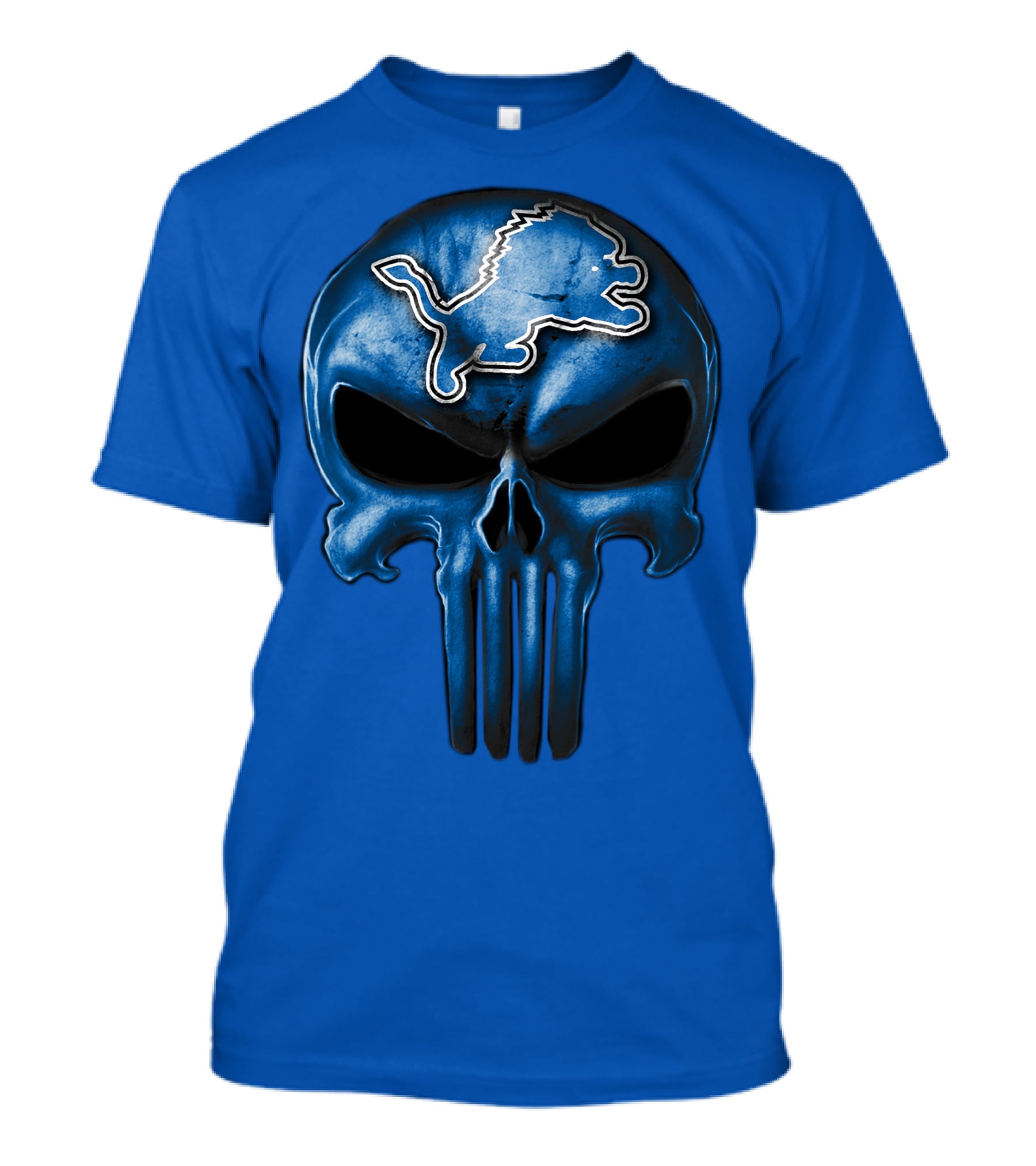 Detroit Lions Skull Logo Punisher T-Shirt