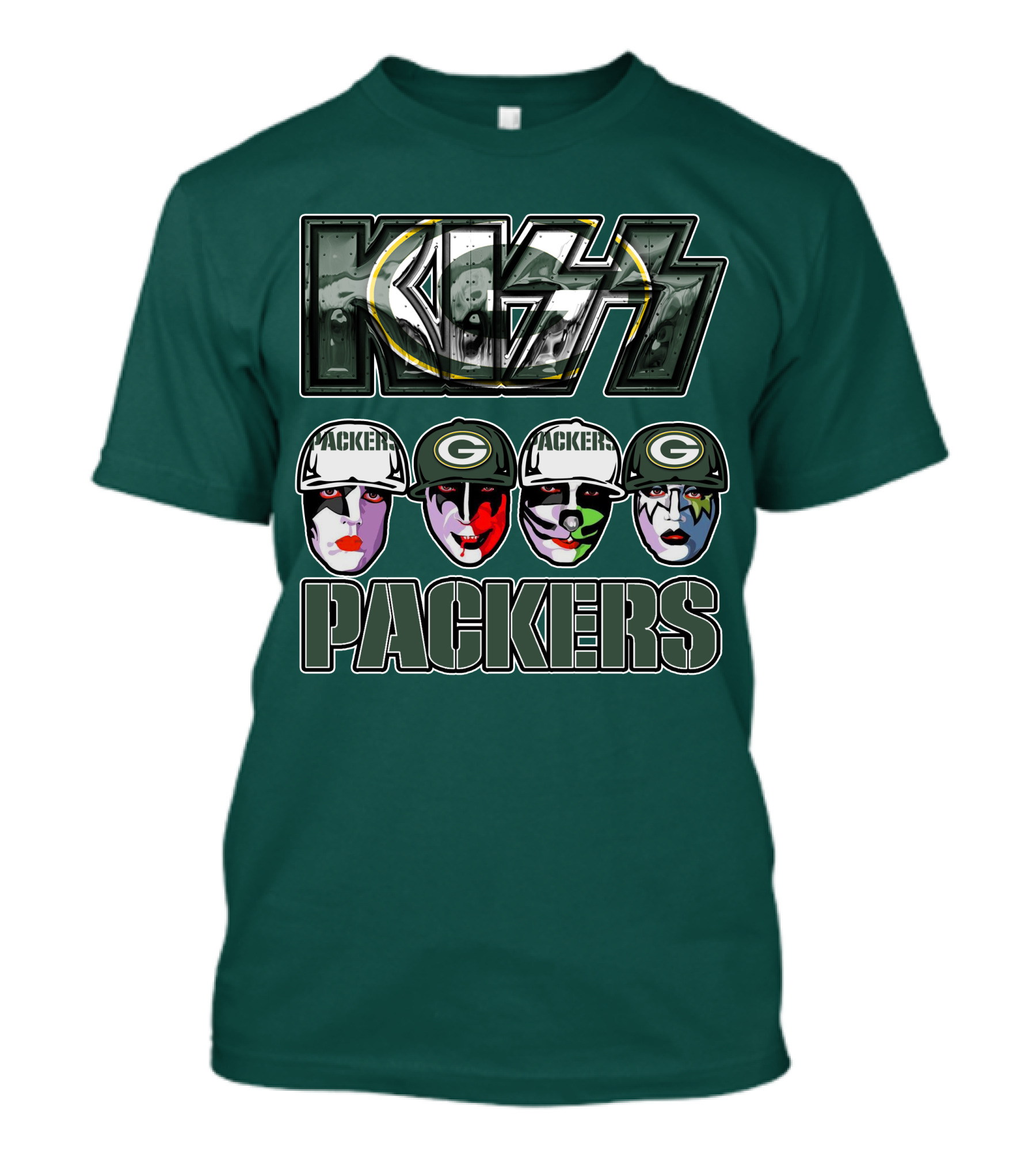 Kiss Packers Green Bay Fan Faces T-Shirt