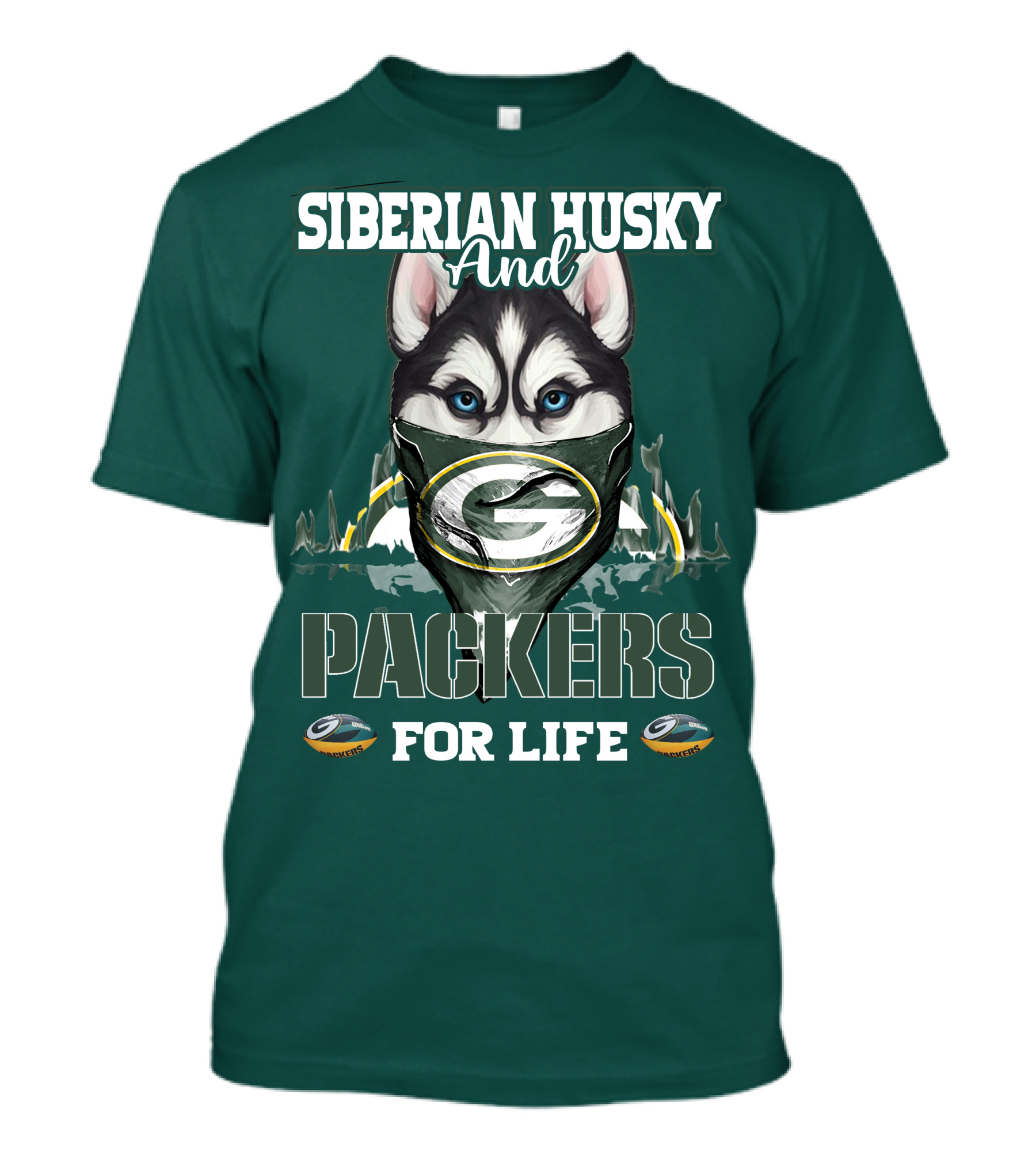 Siberian Husky And Packers For Life T-Shirt