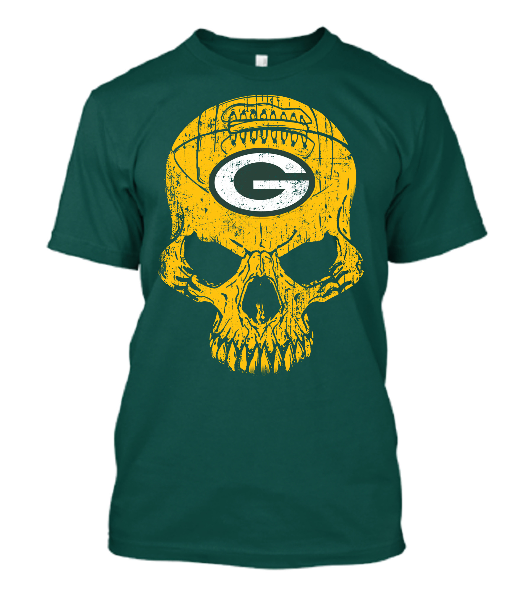 Green Bay Packers Skull Football Logo T-Shirt