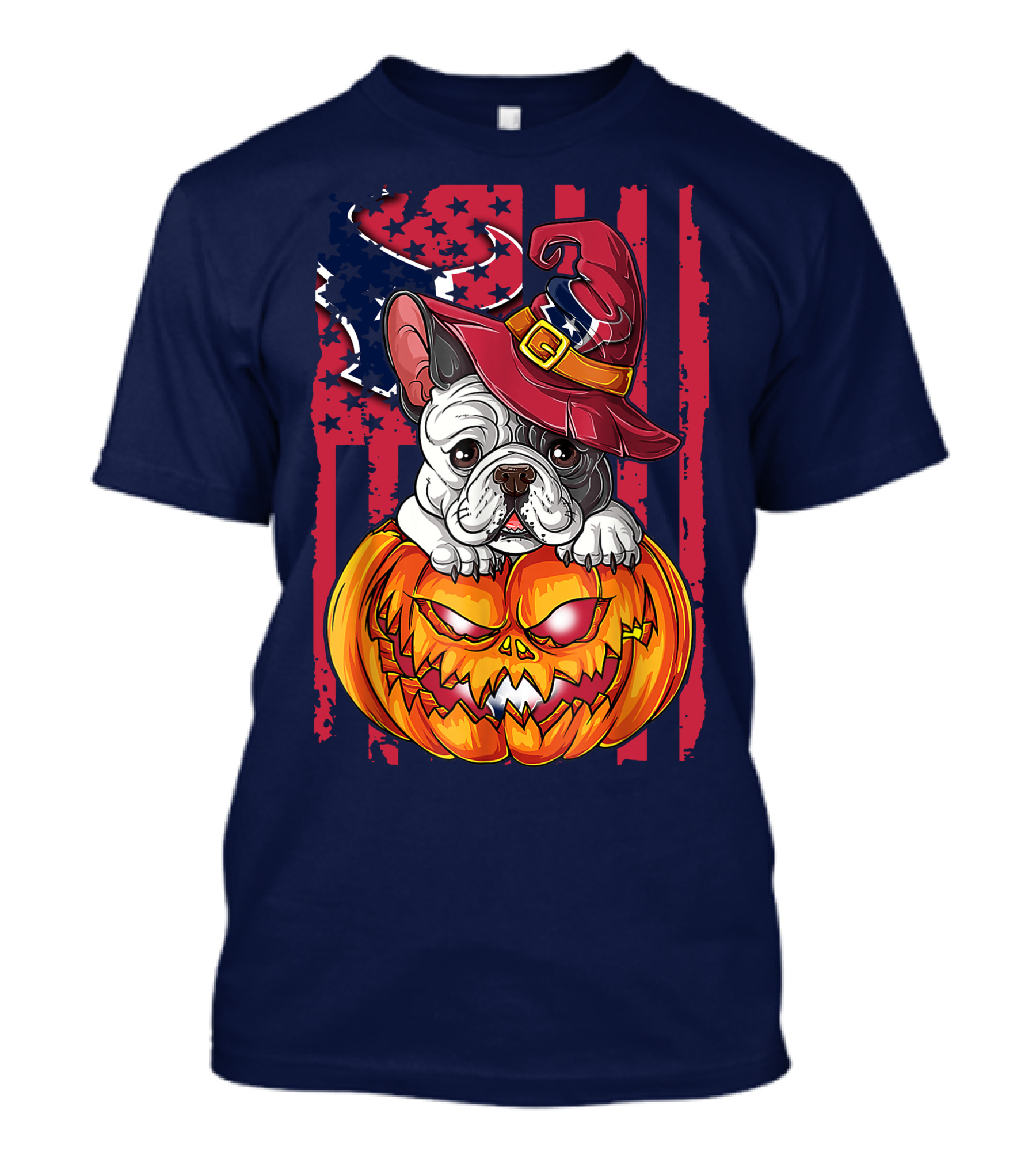 Hlw Bulldog Houston Texans Halloween Jack-o'-Lantern Witch Hat T-Shirt