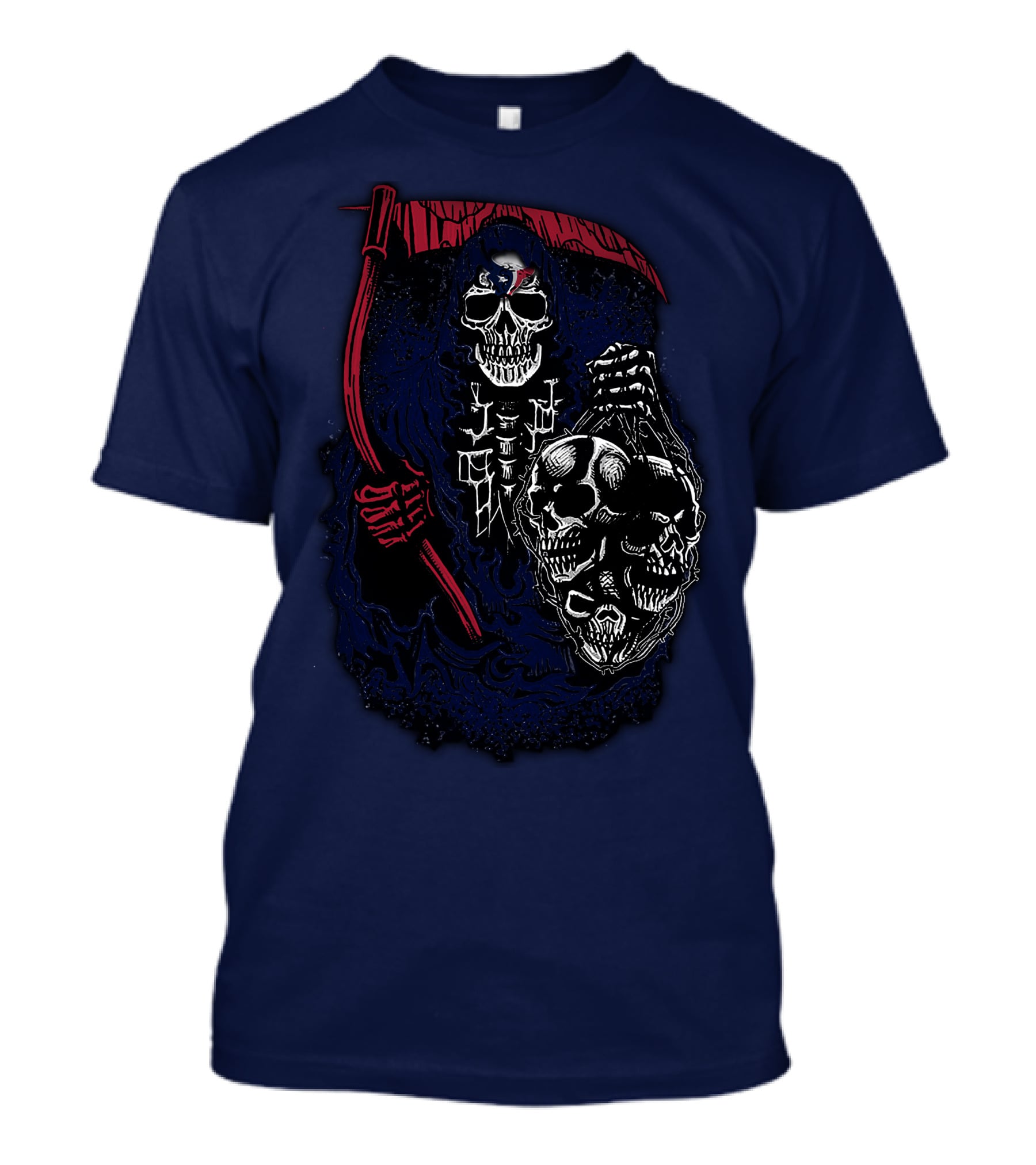 Houston Texans 07 Grim Reaper Skull Artwork T-Shirt