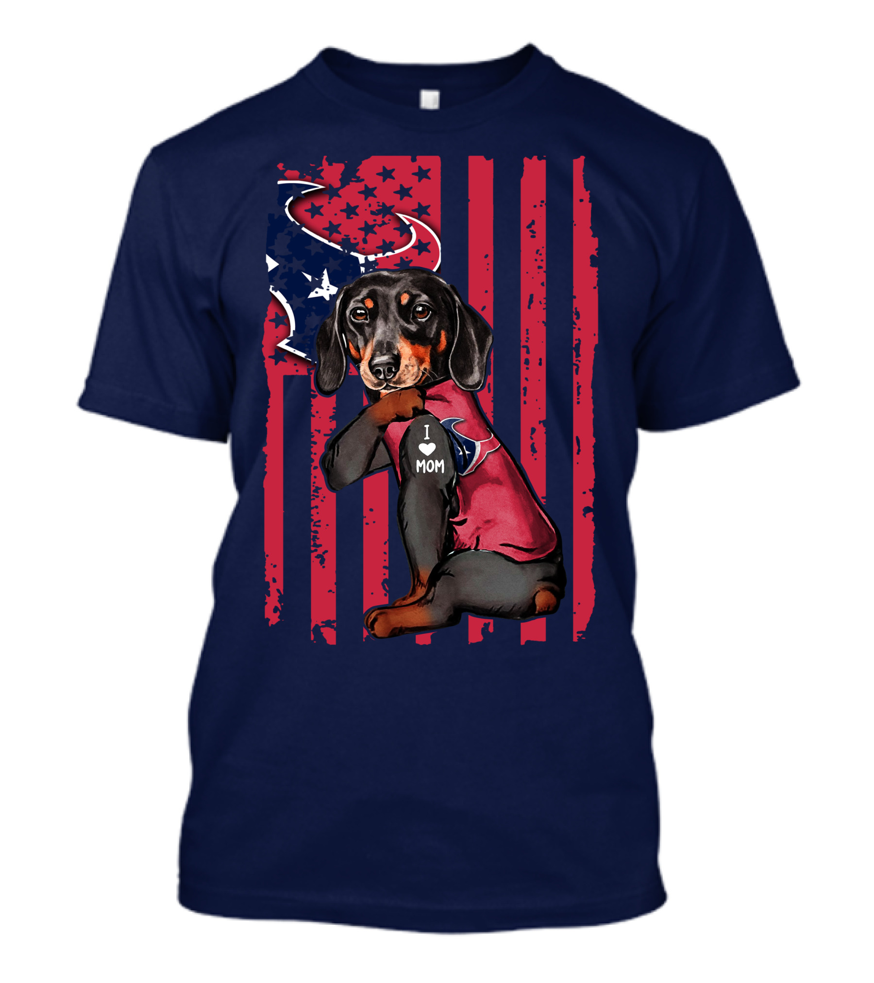 Dachshund I Love Mom Houston Texans T-Shirt