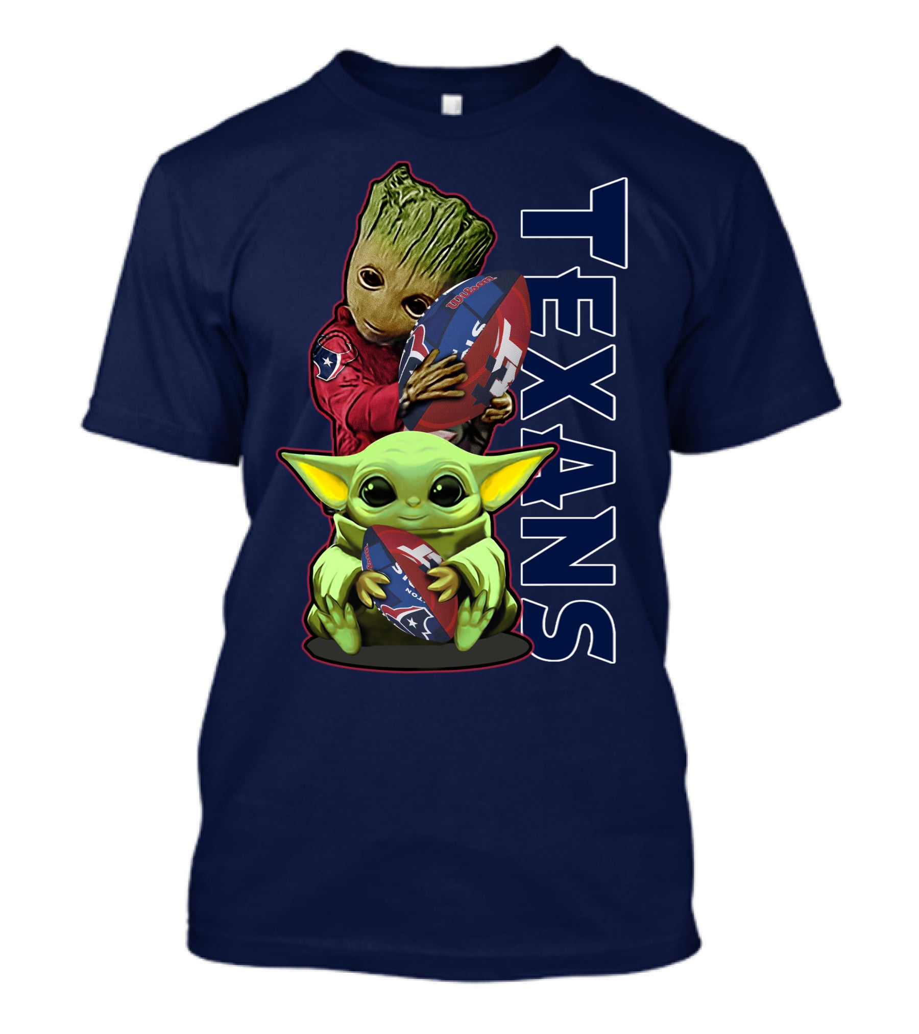 Texans Groot Baby Yoda Holding Houston Football T-Shirt