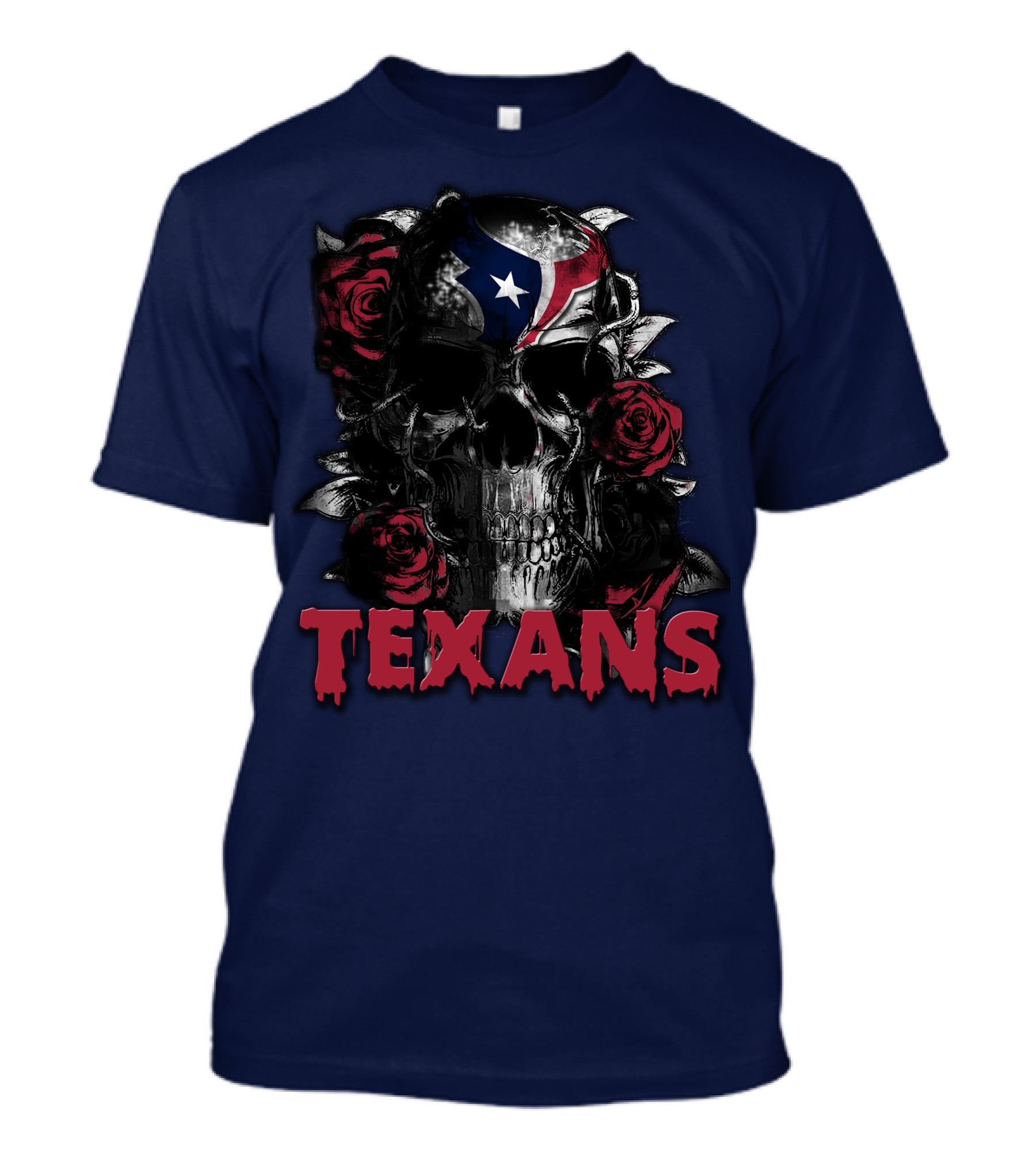 Texans Skull With Roses And Helmet T-Shirt