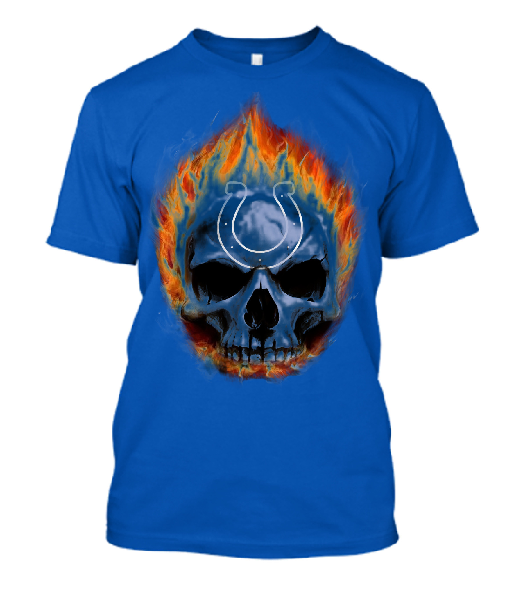 Indianapolis Colts Flaming Skull T-Shirt