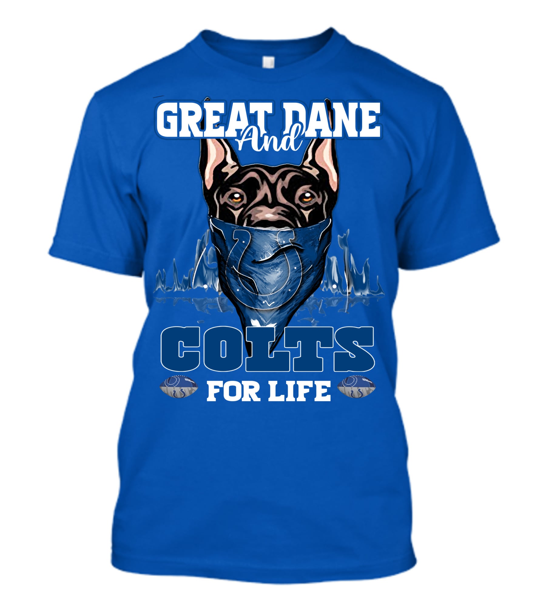 Great Dane And Colts For Life Football Fan Loyalty T-Shirt