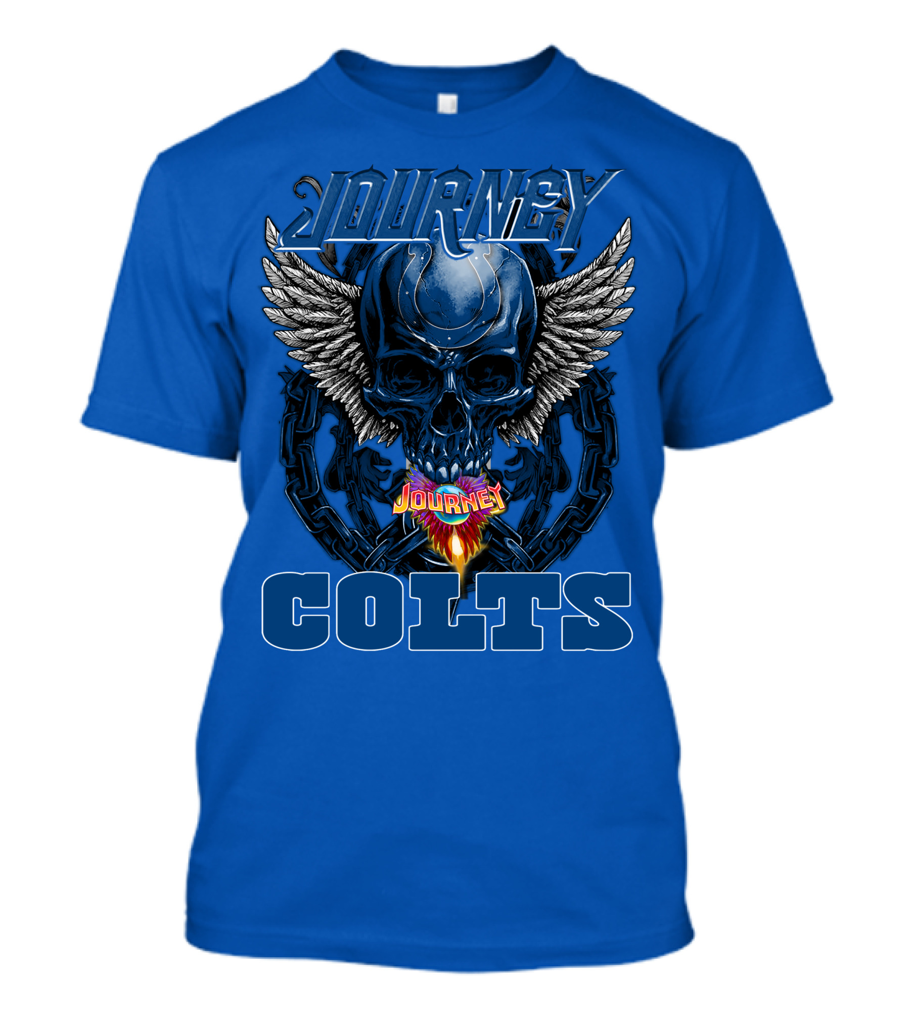 Journey Indianapolis Colts Skull Wings Chains T-Shirt