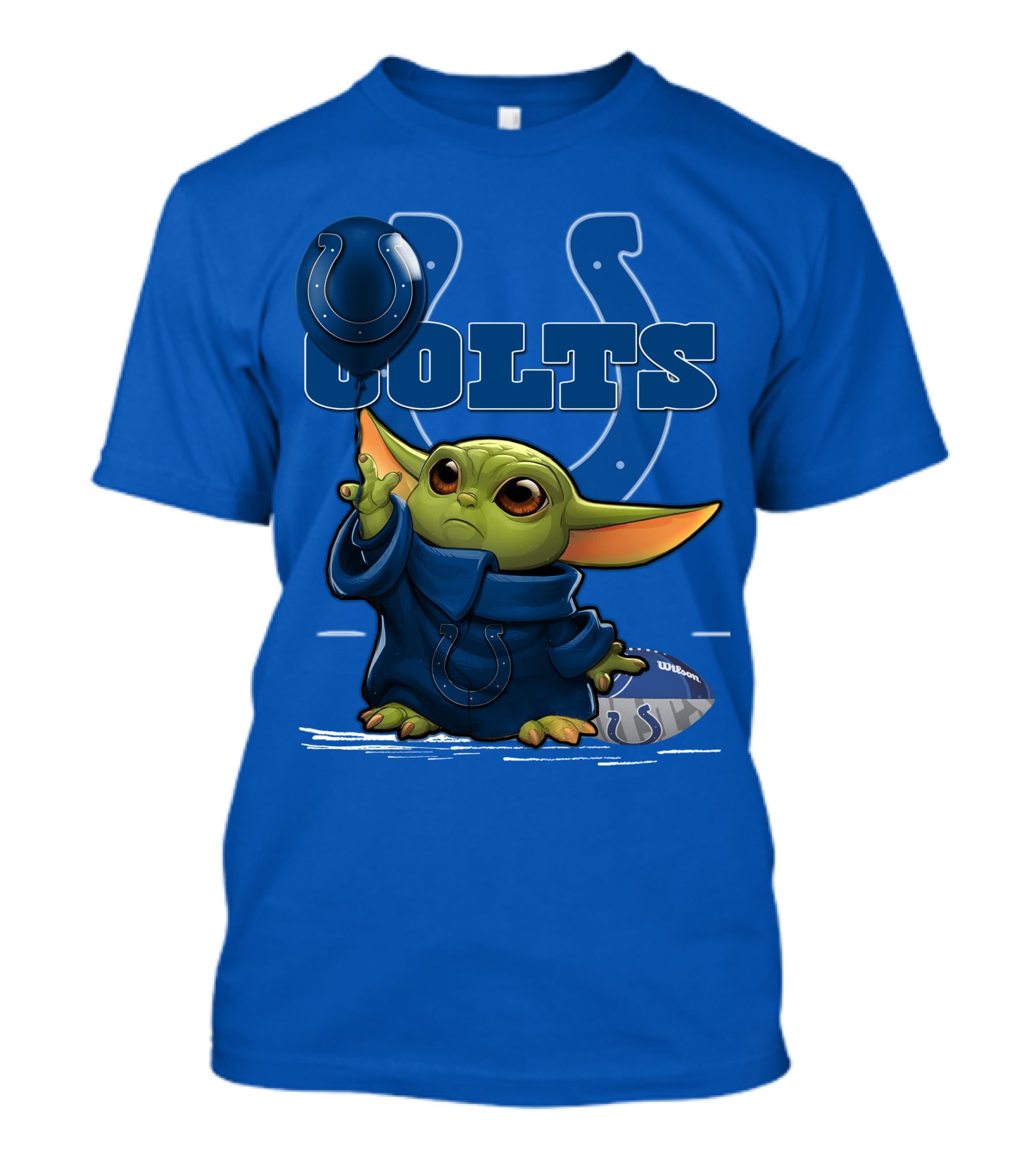 Colts Yoda Holding Horseshoe Balloon And Football T-Shirt