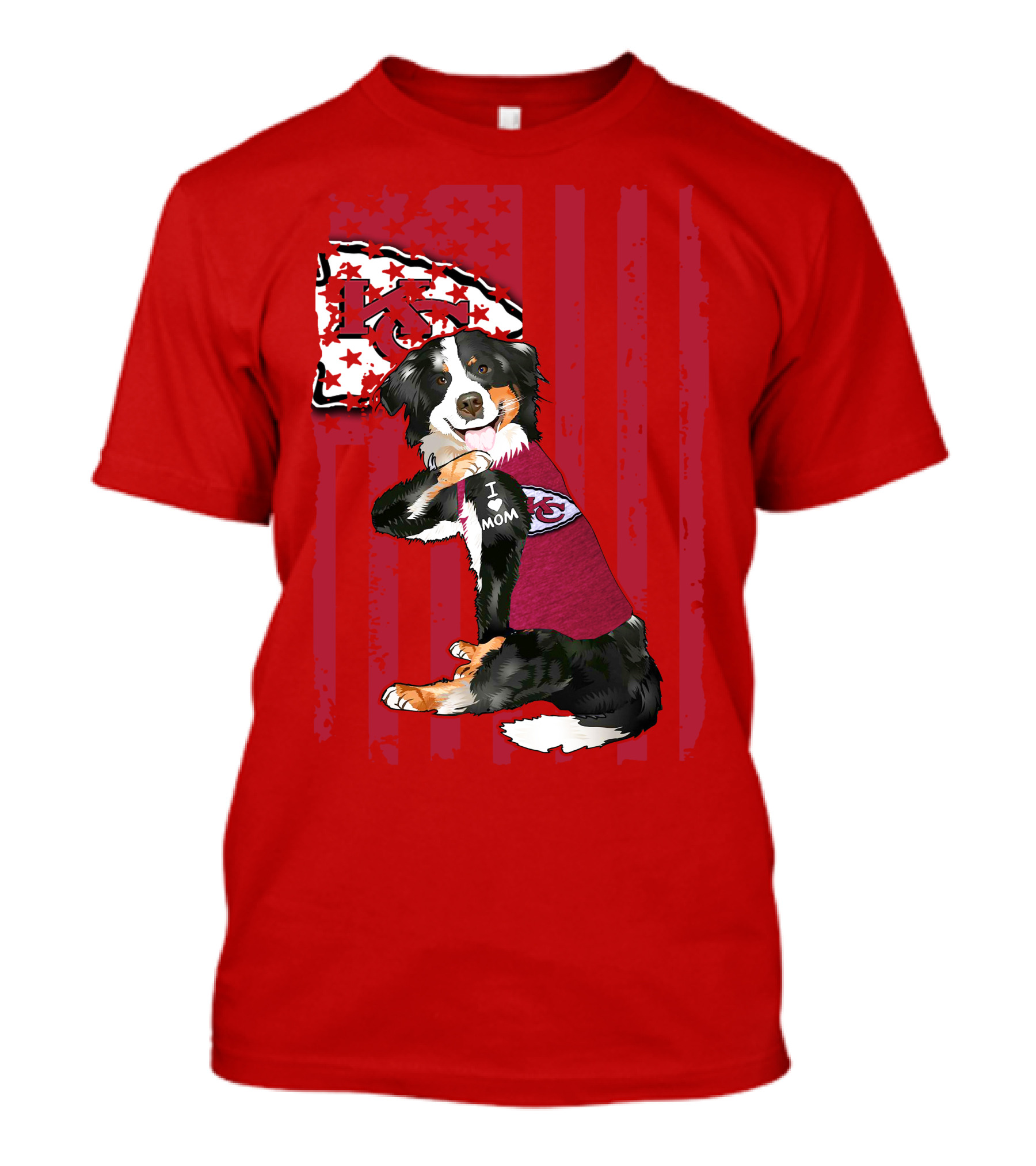I Love Mom Border Collie Kansas City Chiefs Fan T-Shirt