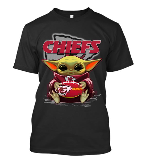 Chiefs Yoda Holding Football Kansas City Chiefs Star Wars Crossover T-Shirt