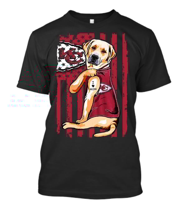 Labrador Retriever I Love Mom Kansas City Chiefs American Flag T-Shirt