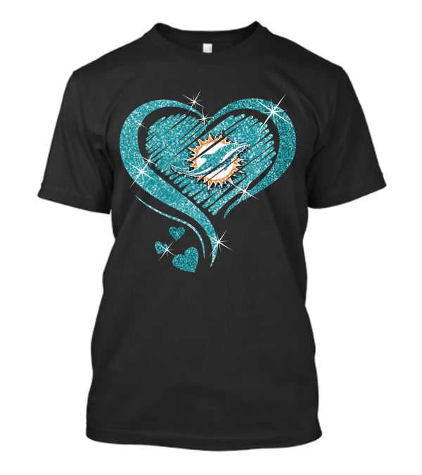 Heart Diamond Miami Dolphins Sparkle T-Shirt