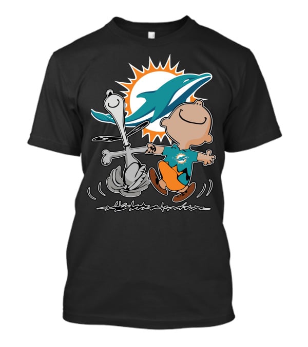 Miami Dolphins 44 Peanuts Characters Dancing T-Shirt