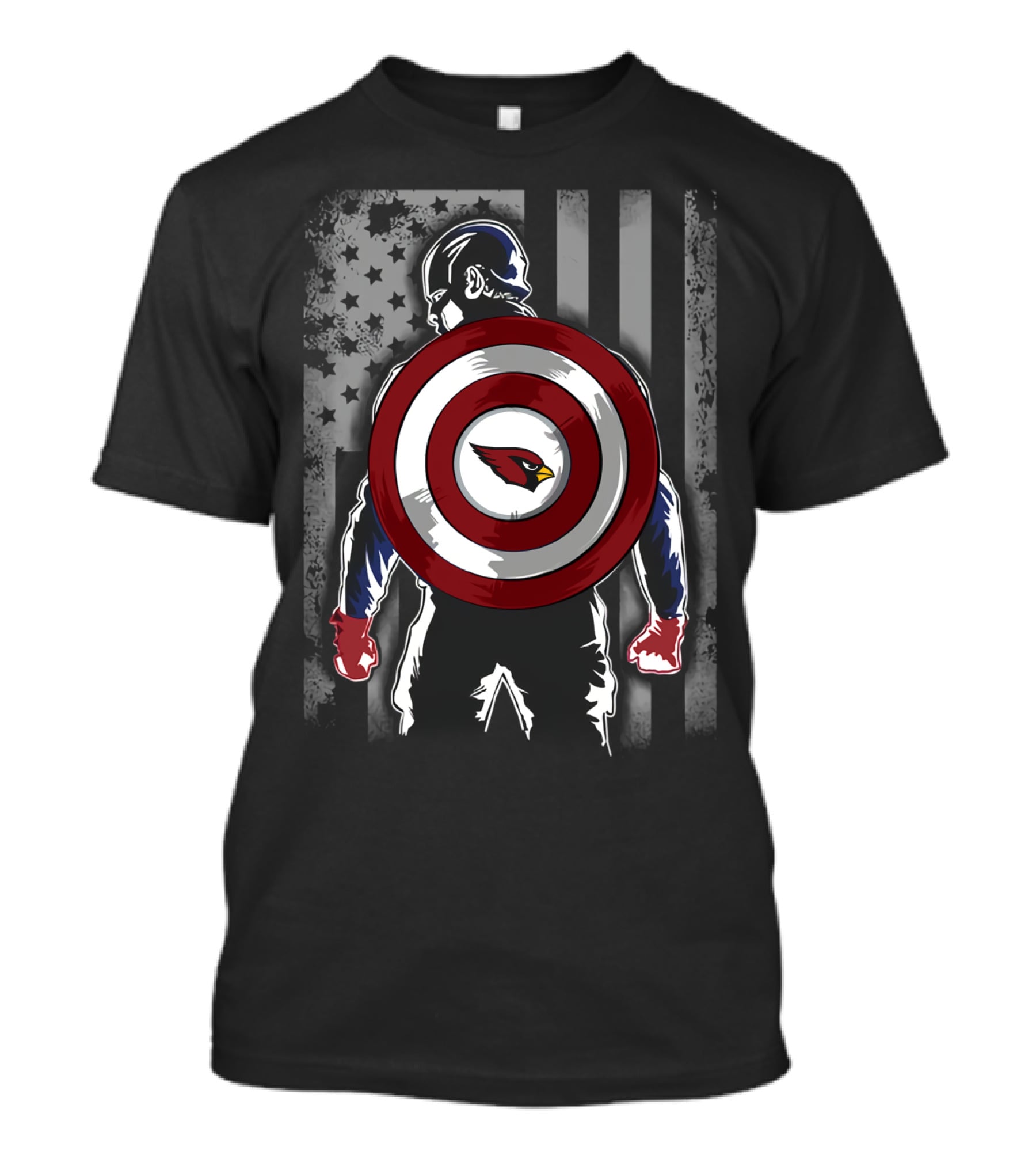 Arizona Cardinals NFL Captain America Shield American Flag T-Shirt