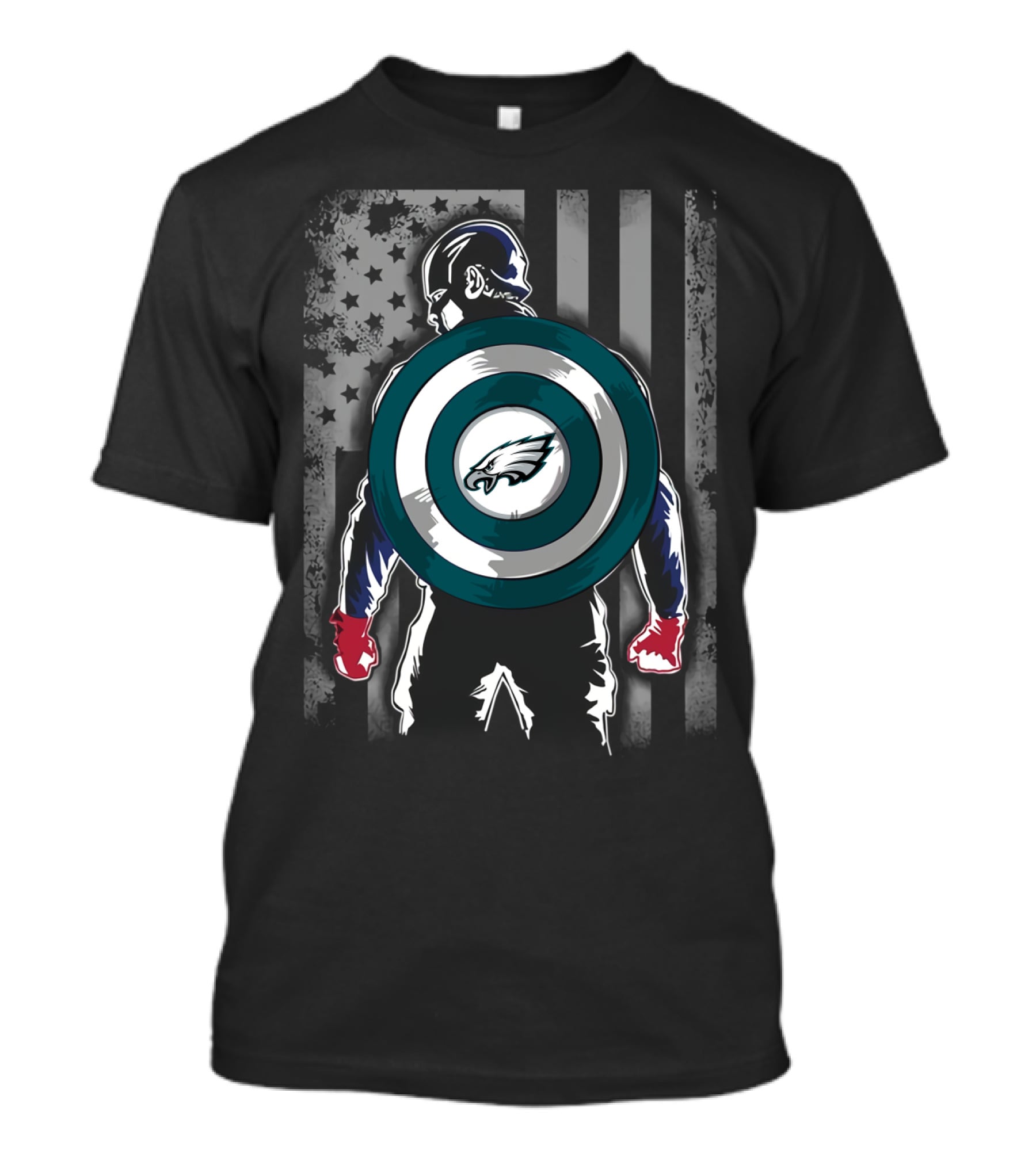 Philadelphia Eagles Captain America Shield American Flag T-Shirt