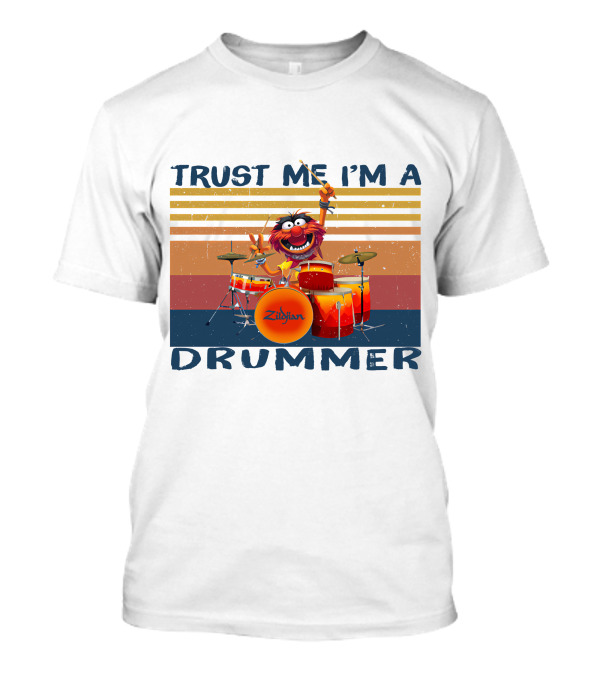 Trust Me I'm A Drummer Zildjian Vintage Animal Playing Drums T-Shirt