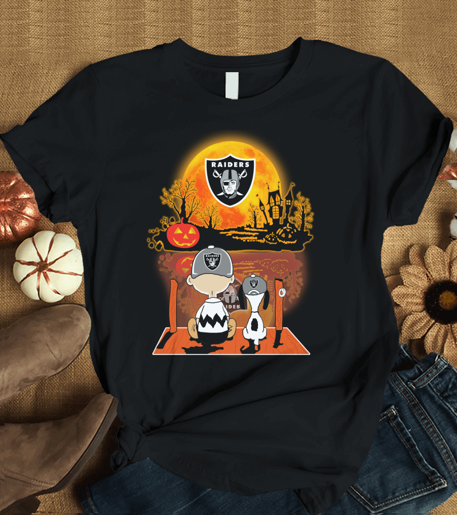 Raiders Halloween Snoopy Charlie Brown Pumpkin Moon T-Shirt