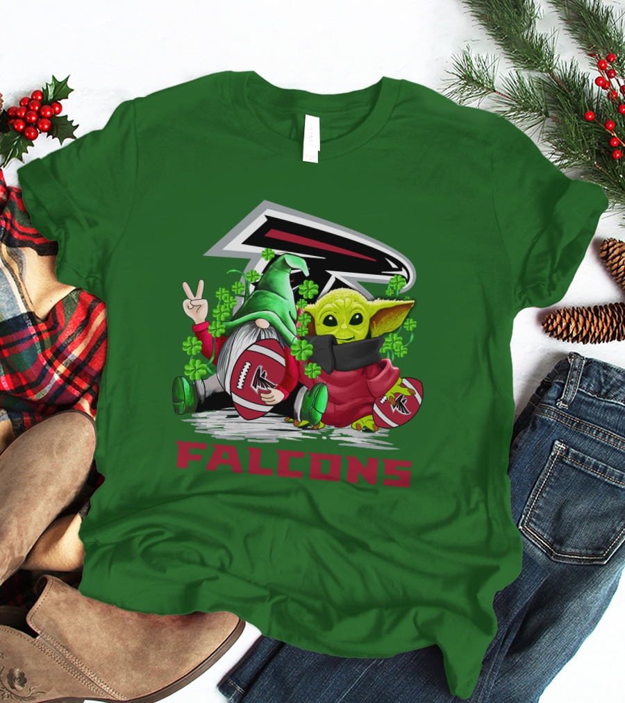Atlanta Falcons St. Patrick's Day Football Gnome And Baby Alien T-Shirt