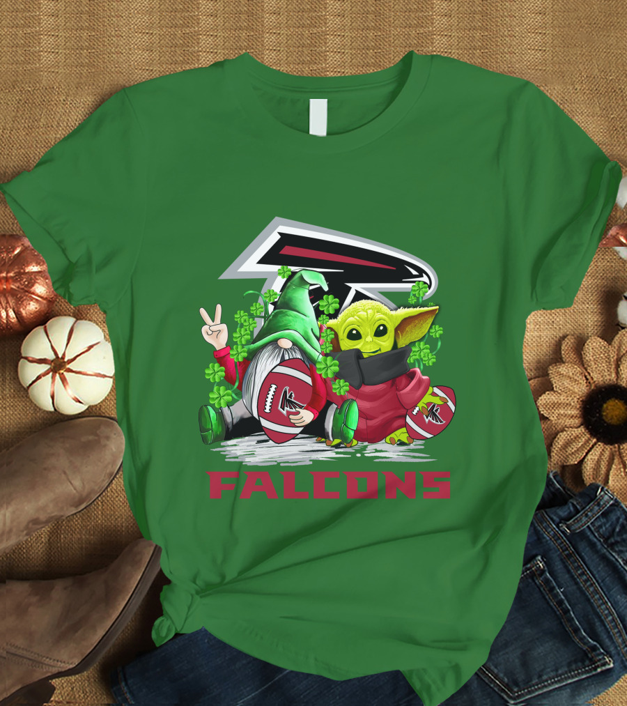 Atlanta Falcons St. Patrick's Day Football Gnome And Baby Alien T-Shirt