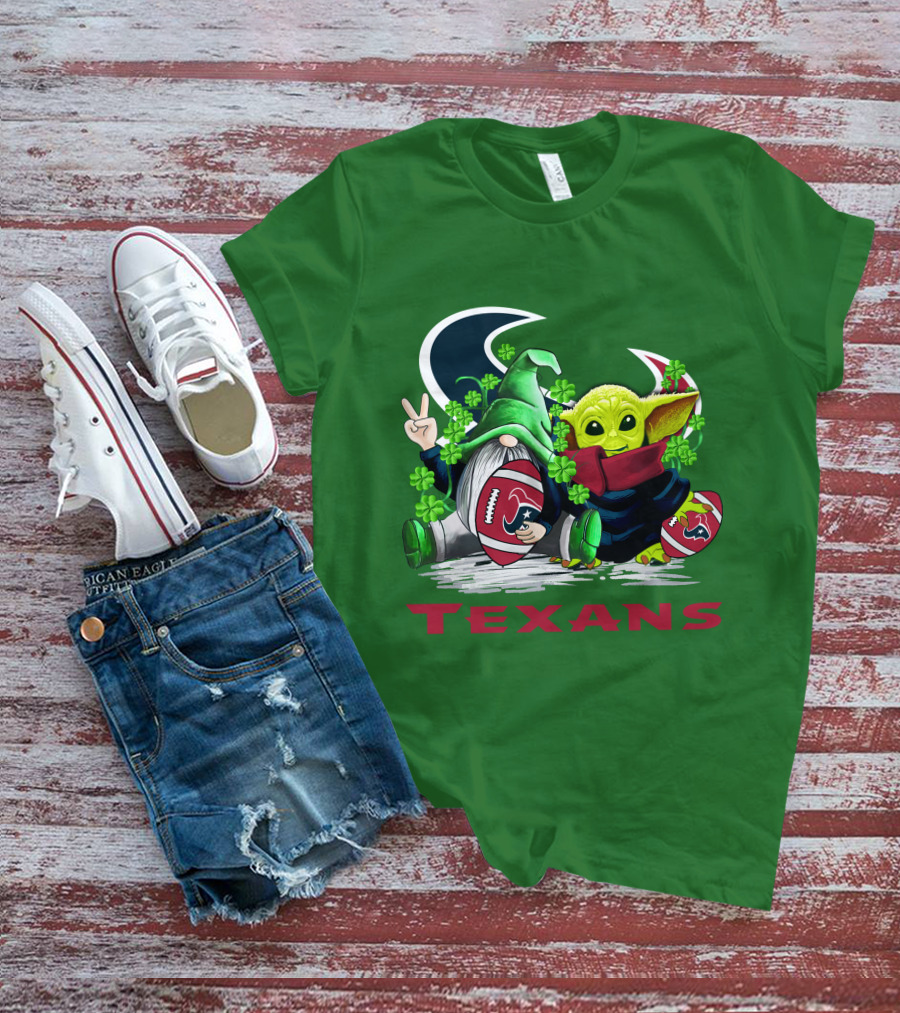 Houston Texans Football Patrick’s Day Clover Gnome And Alien T-Shirt