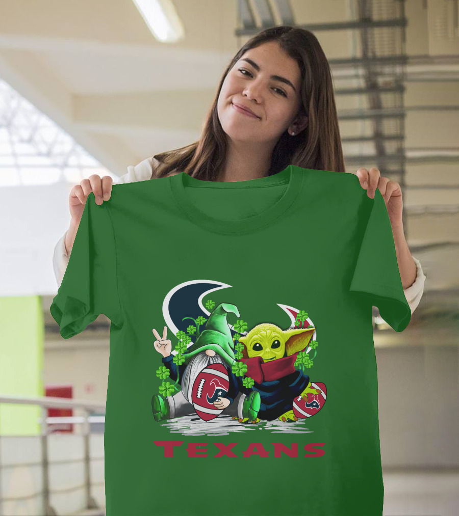 Houston Texans Football Patrick’s Day Clover Gnome And Alien T-Shirt