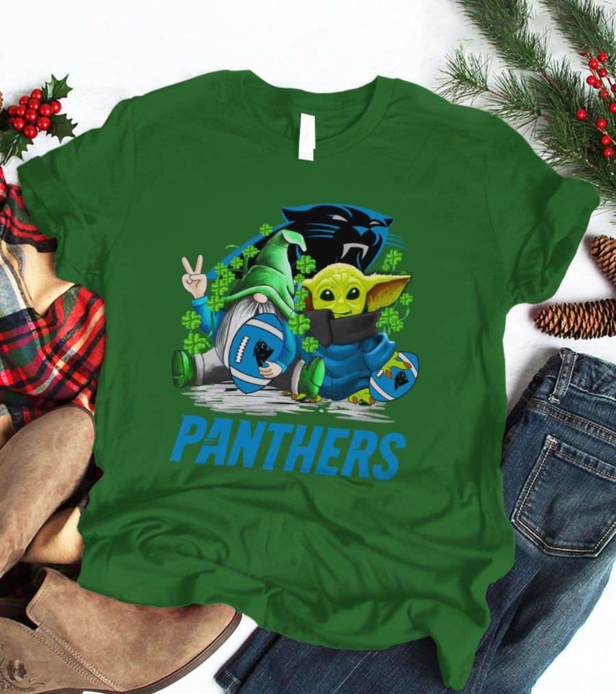 Panthers St. Patrick’s Day Football Gnome And Baby Alien T-Shirt
