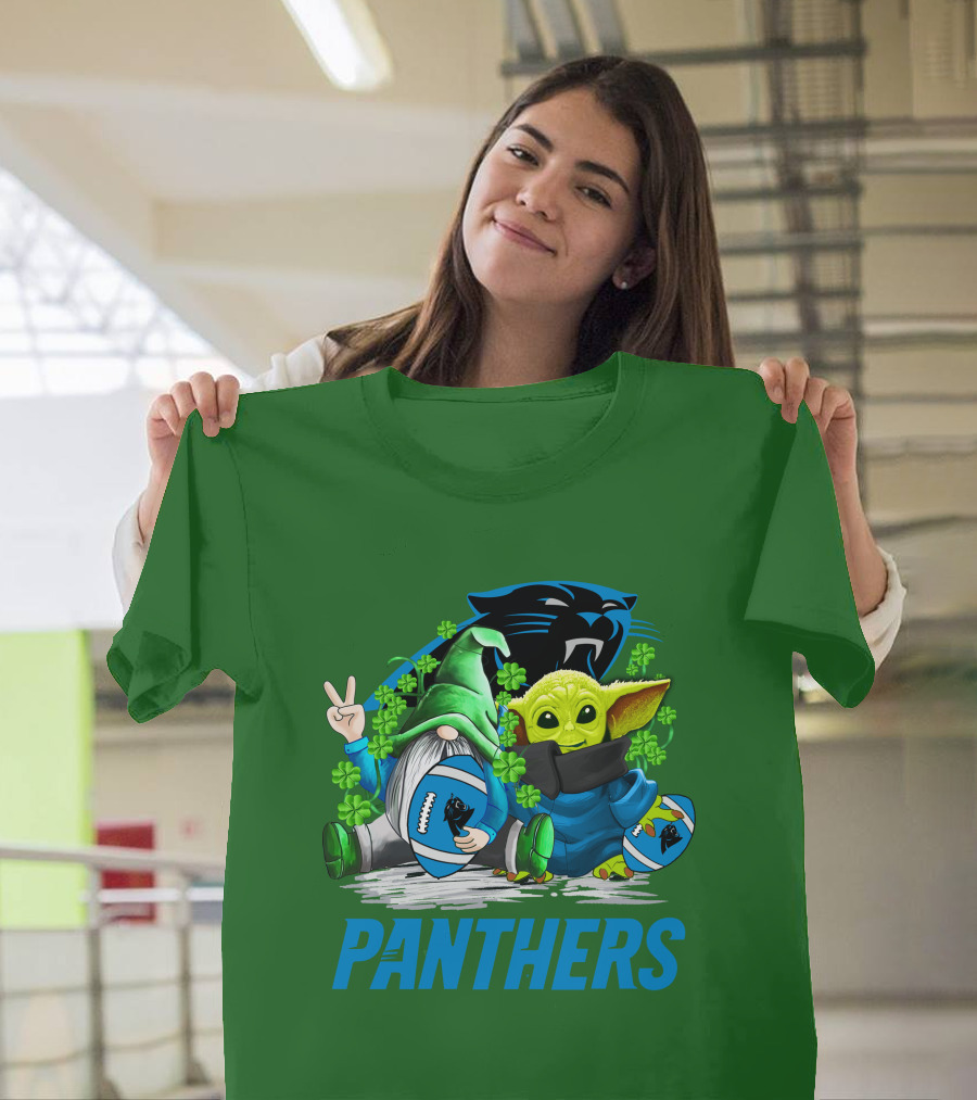 Panthers St. Patrick’s Day Football Gnome And Baby Alien T-Shirt