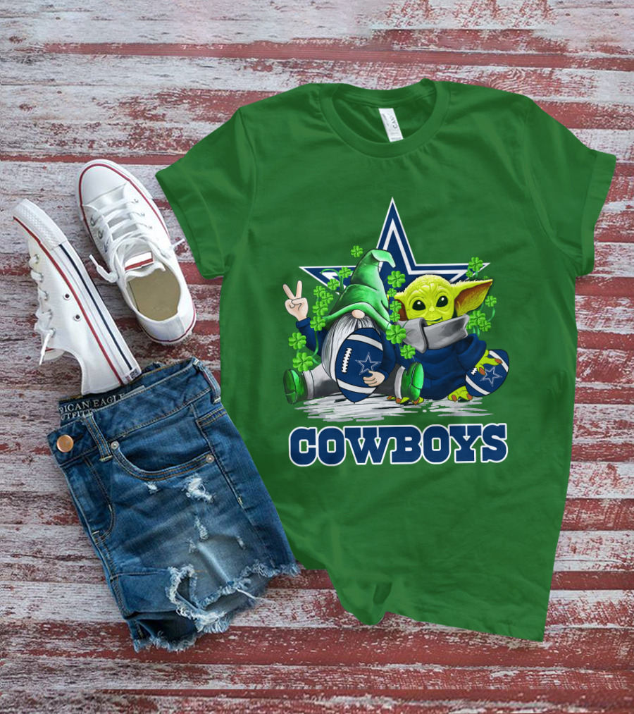 Cowboys Gnome Baby Yoda Football St. Patrick's Day T-Shirt