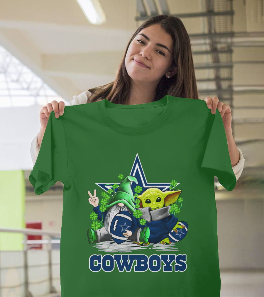 Cowboys Gnome Baby Yoda Football St. Patrick's Day T-Shirt