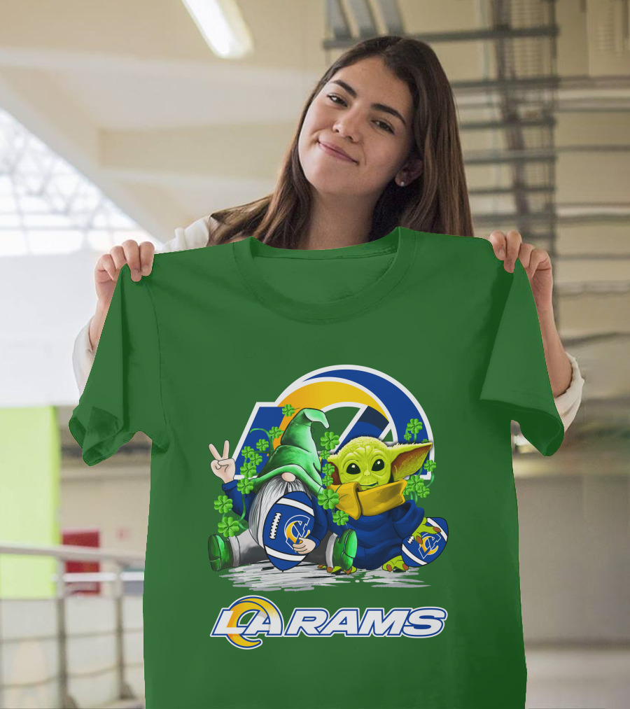 LA Rams Football St. Patrick's Day Gnome And Baby Alien T-Shirt