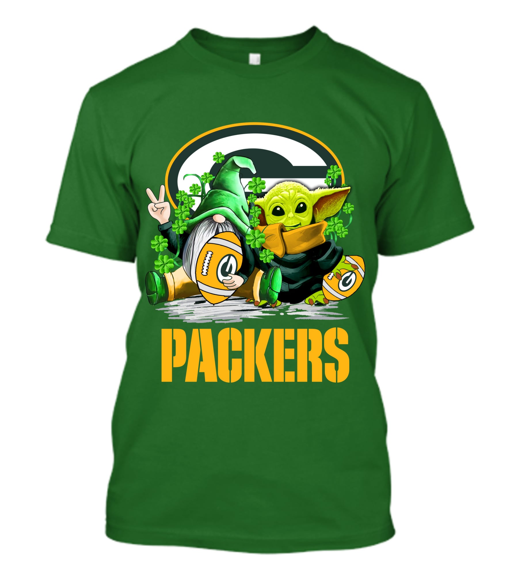 Green Bay Packers Shamrock Gnome And Alien Football St. Patrick's Day T-Shirt