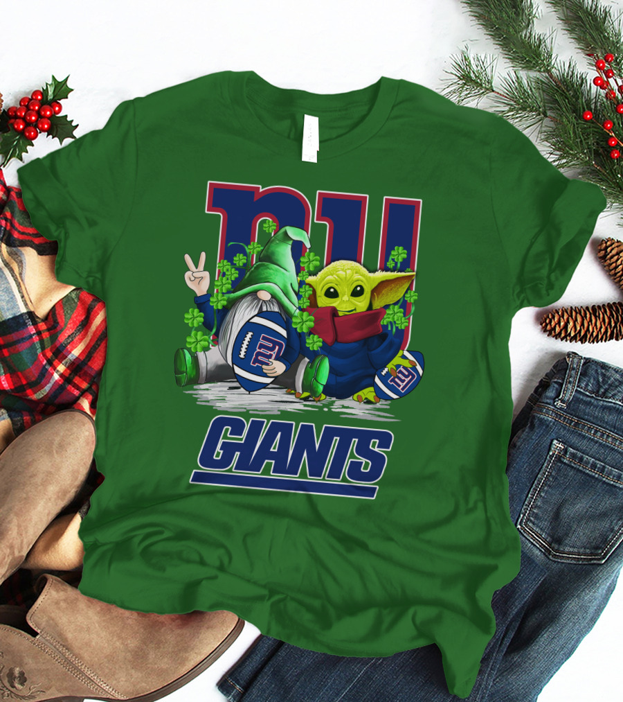 New York Giants Football St. Patrick's Day Gnome And Yoda T-Shirt