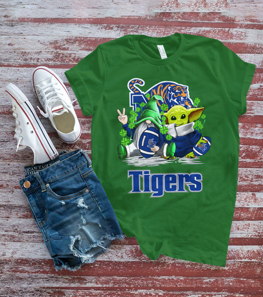 Memphis Tigers Football St. Patrick's Day Gnome And Child Icons T-Shirt