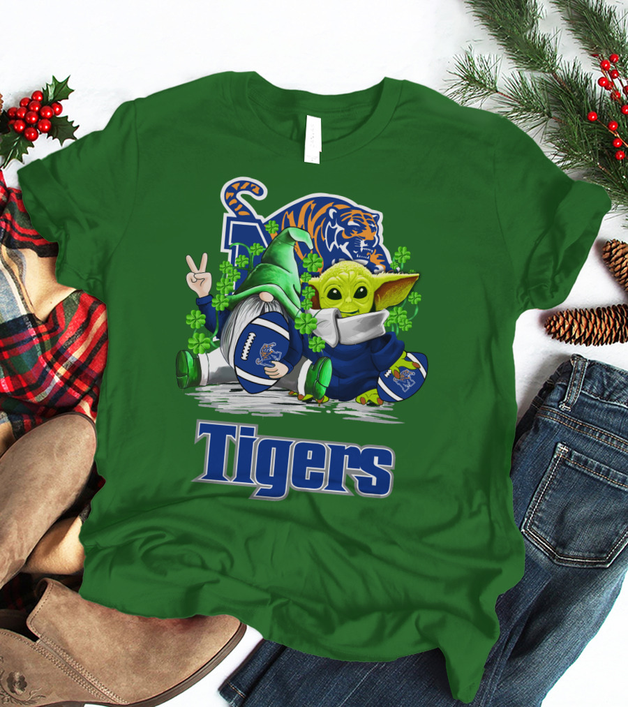 Memphis Tigers Football St. Patrick's Day Gnome And Child Icons T-Shirt