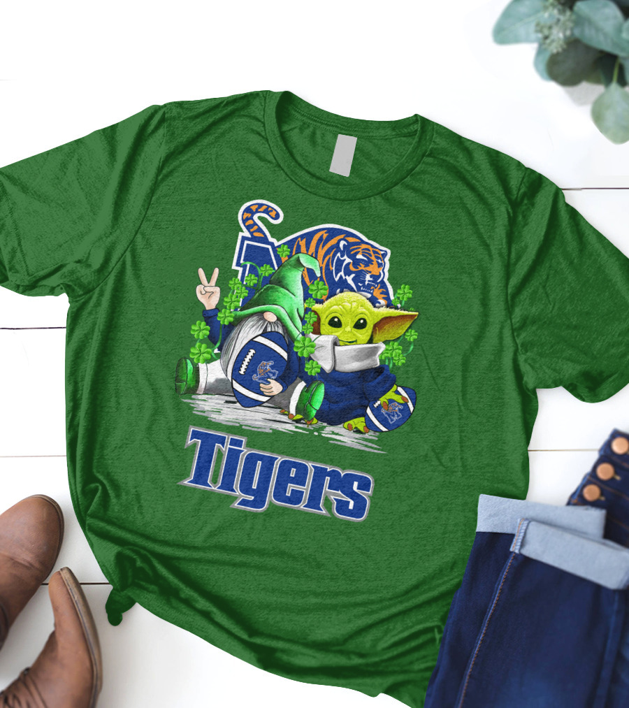 Memphis Tigers Football St. Patrick's Day Gnome And Child Icons T-Shirt