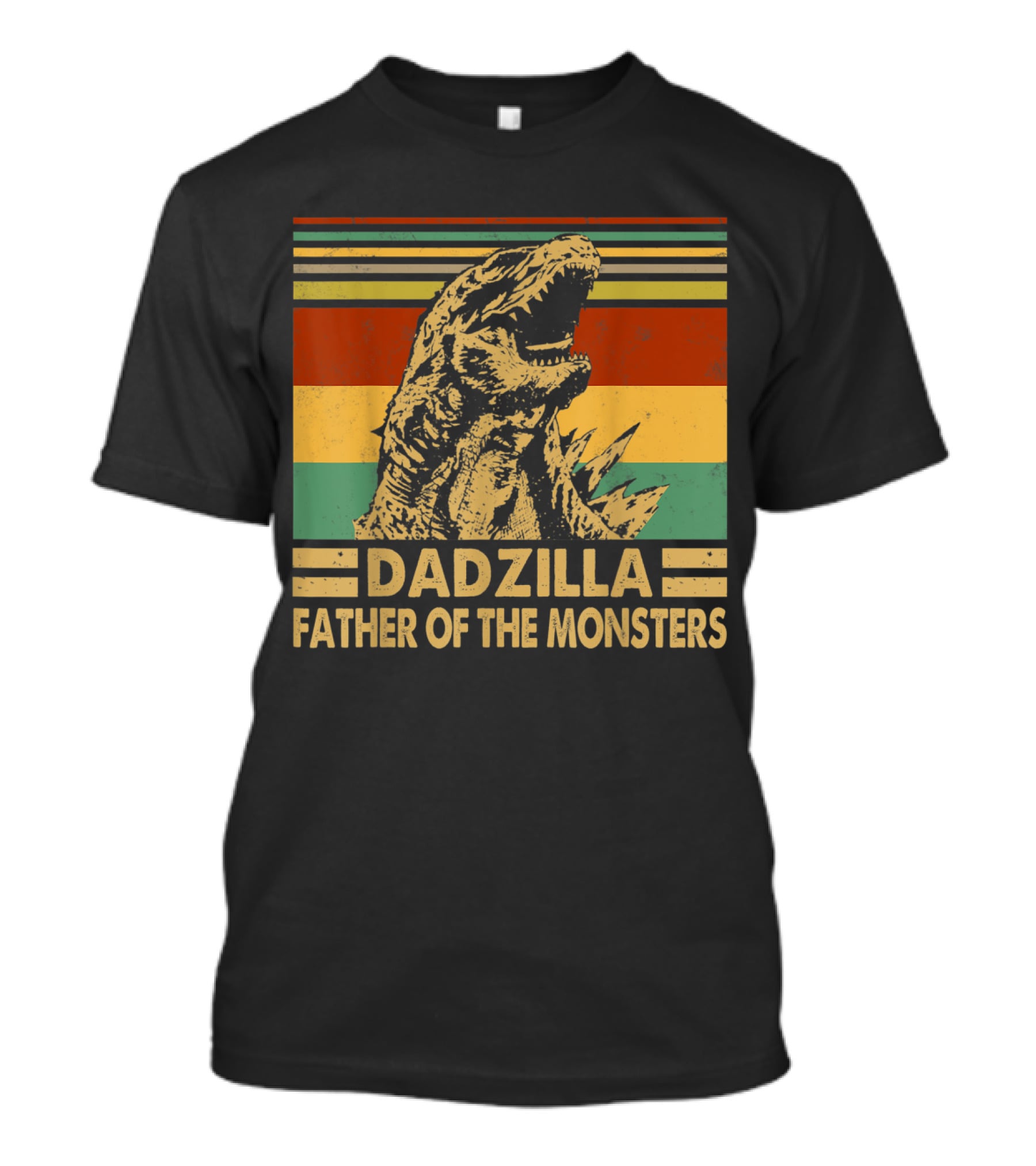 Dadzilla Father Of The Monsters Retro Stripes T-Shirt