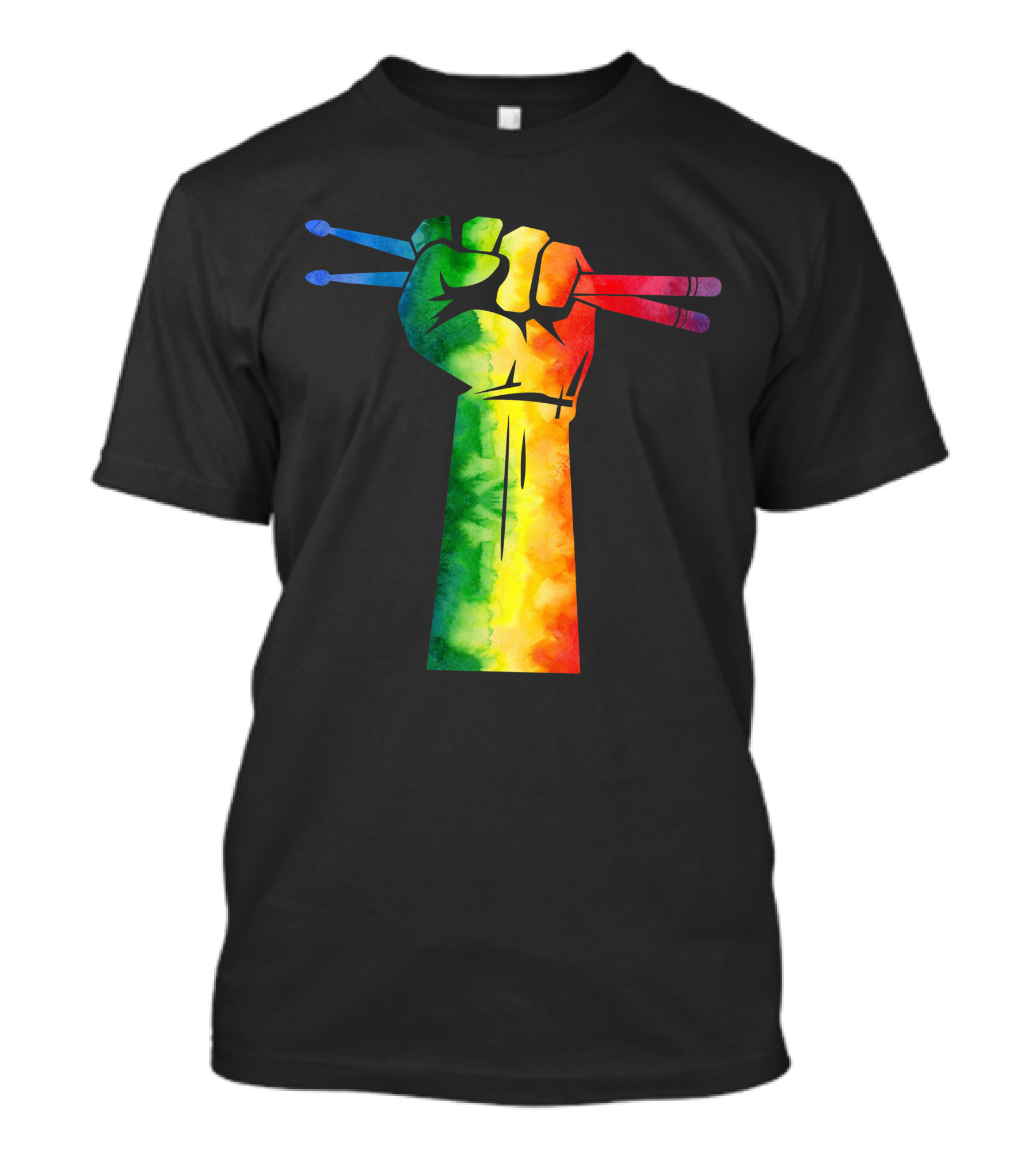 Drumstick Drummer Rainbow Fist T-Shirt